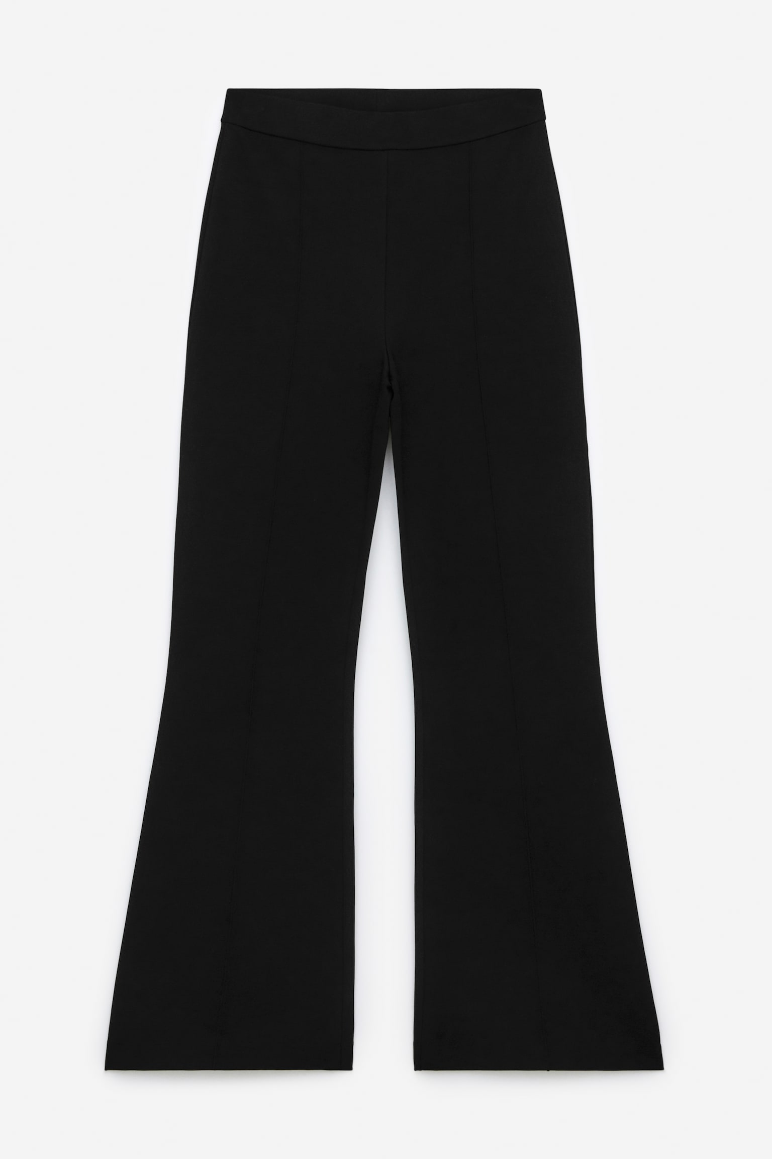 High-Waist Pintuck Trousers - Black - 1