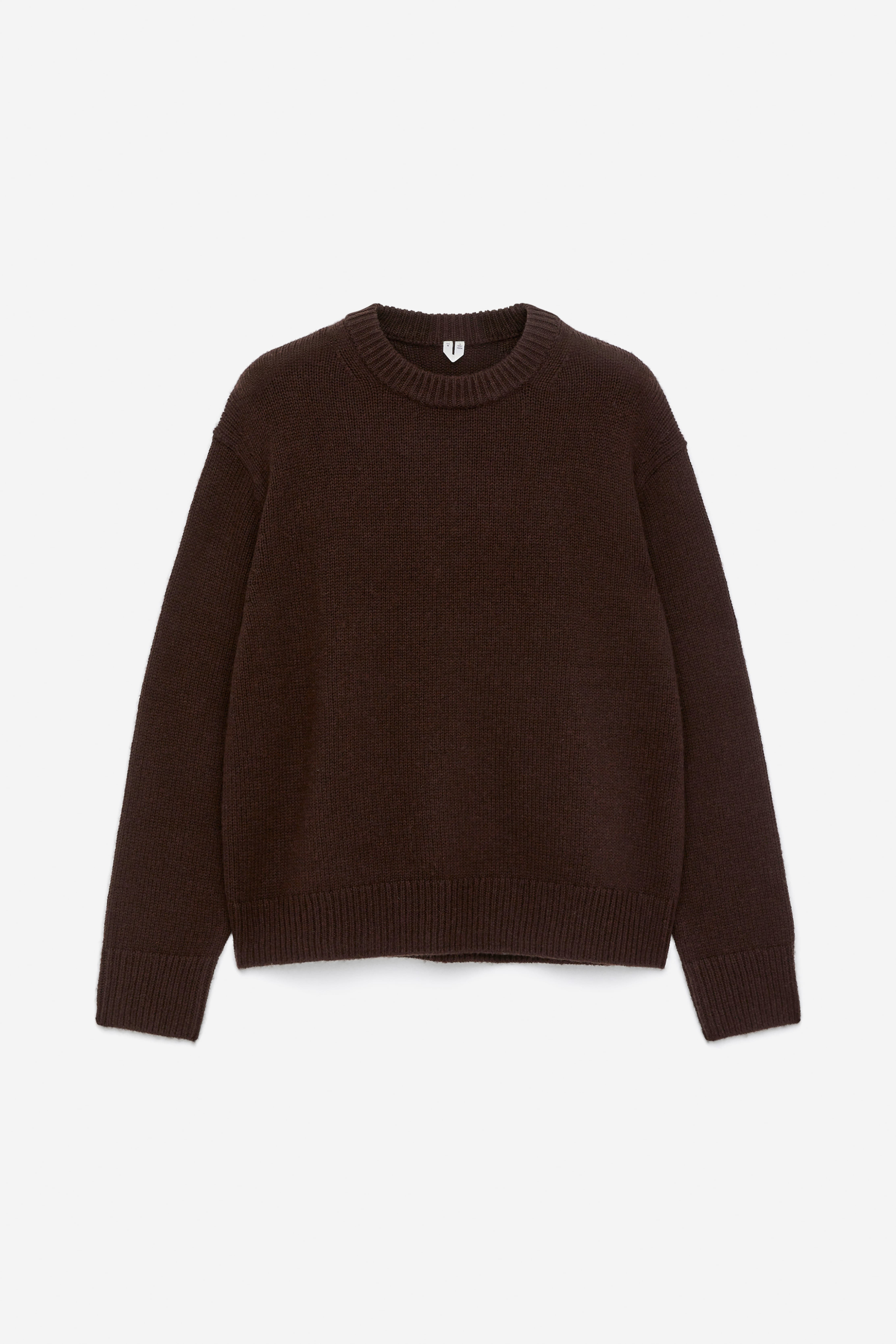 Uldtrøje i kraftig strik - Bordeaux/Råhvid/Mørkeblå/Gråmeleret/Meleret lysegrå/Beigemeleret