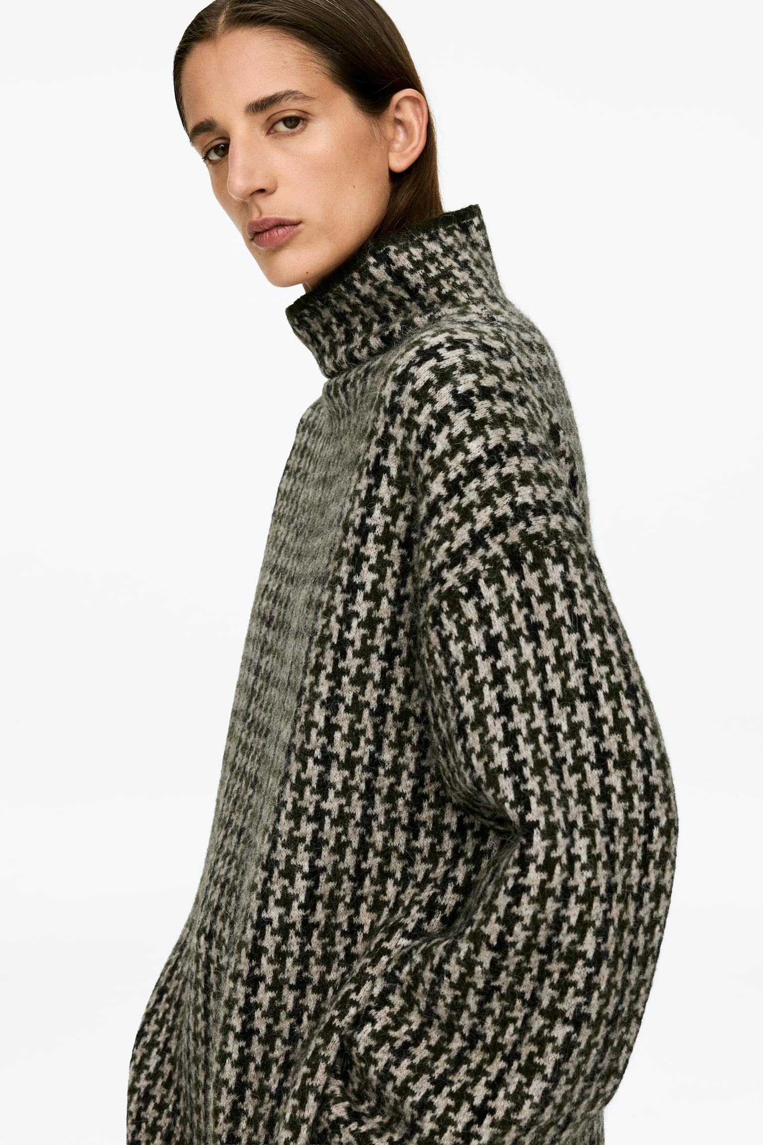 Pullover in Jacquardstrick - Beige/Hahnentritt - 3