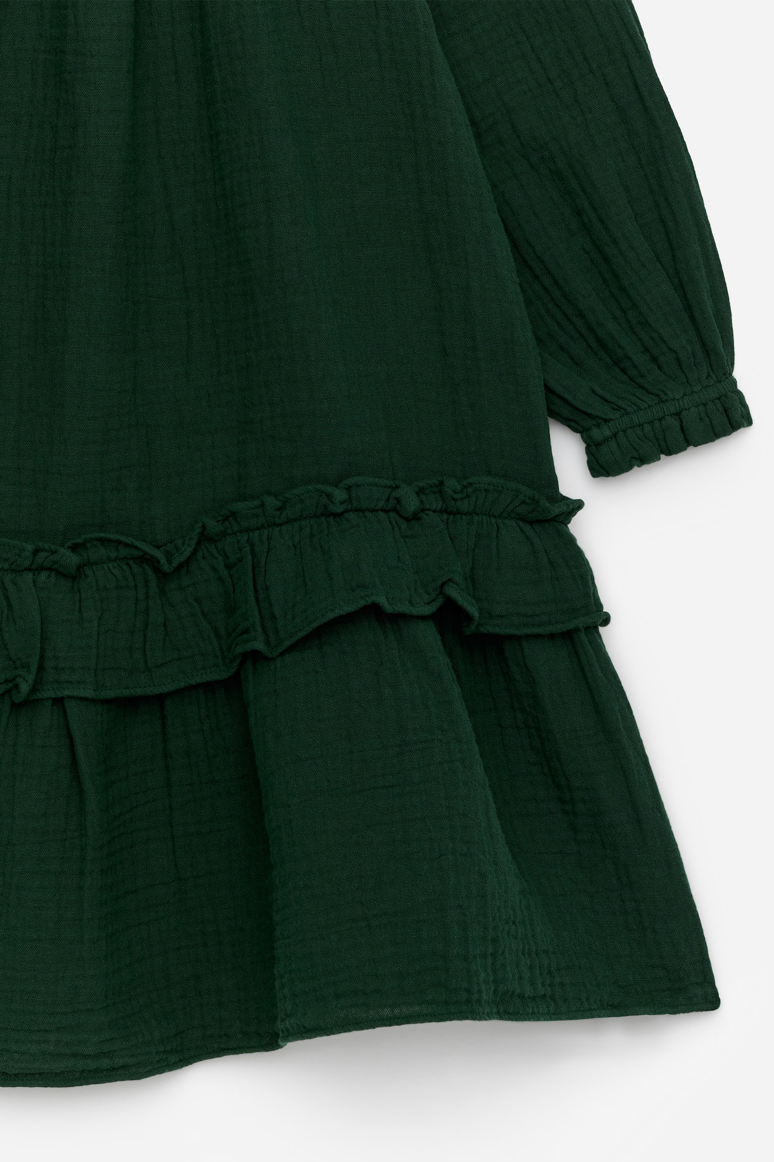 Rochie din muselină de bumbac - Verde închis/Mov - 3
