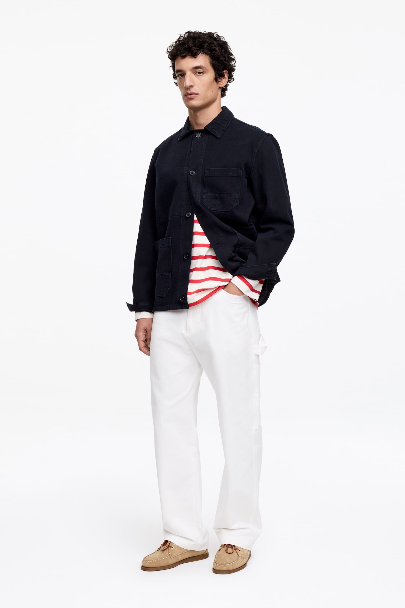 Overshirt i bomullstwill - Mörkblå/Grön - 6