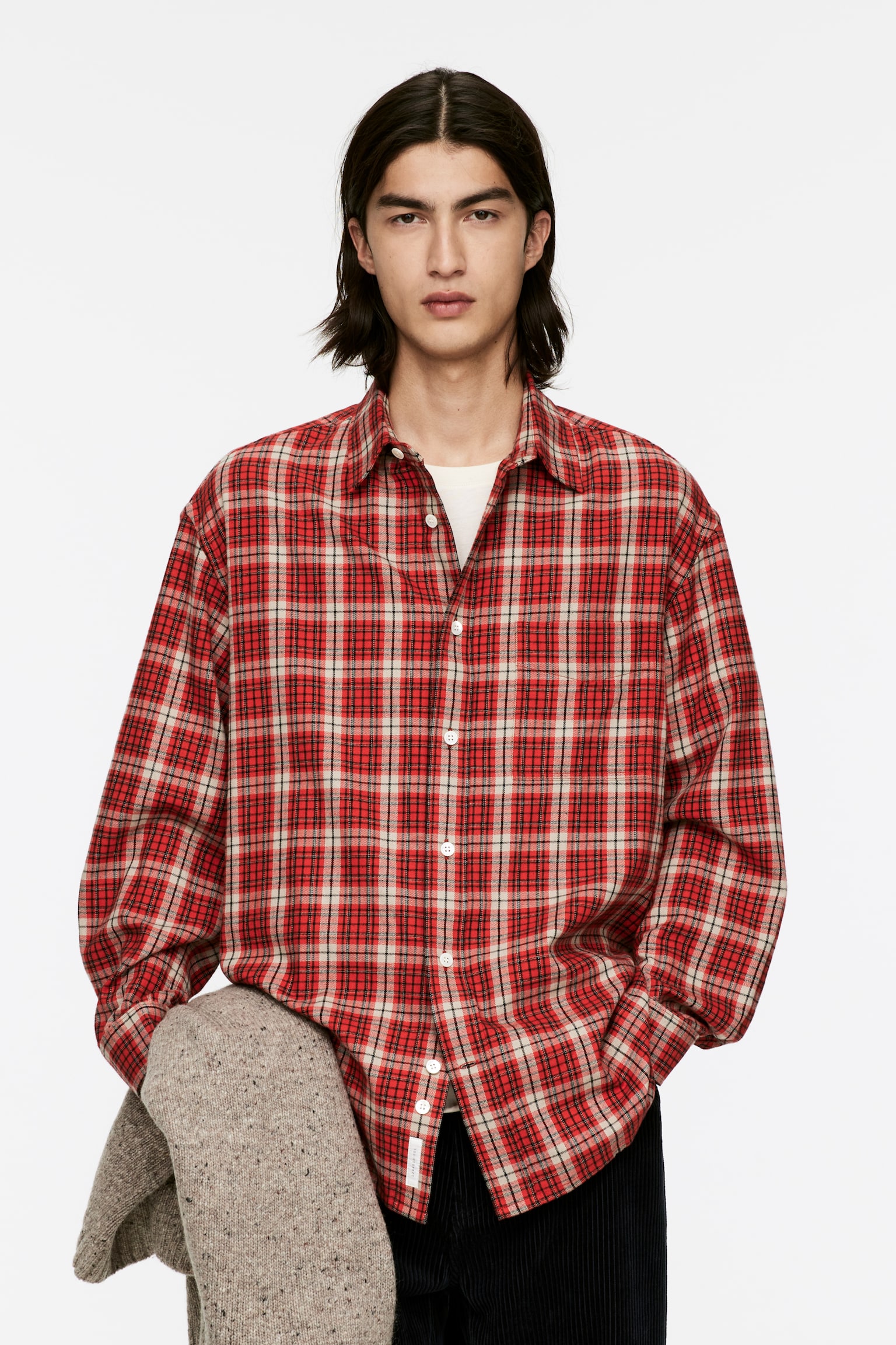 Relaxed Flannel Shirt - Red/Multi Colour - 1