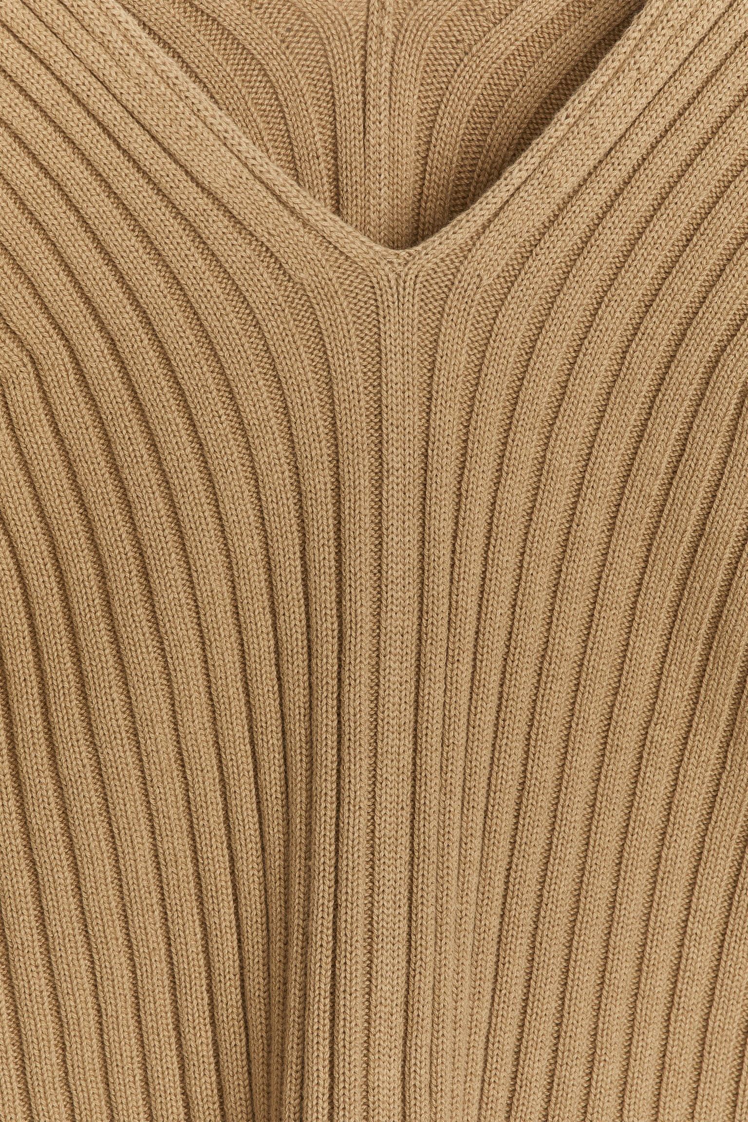 Rib-Knitted Cotton Jumper - Dark Beige - 4