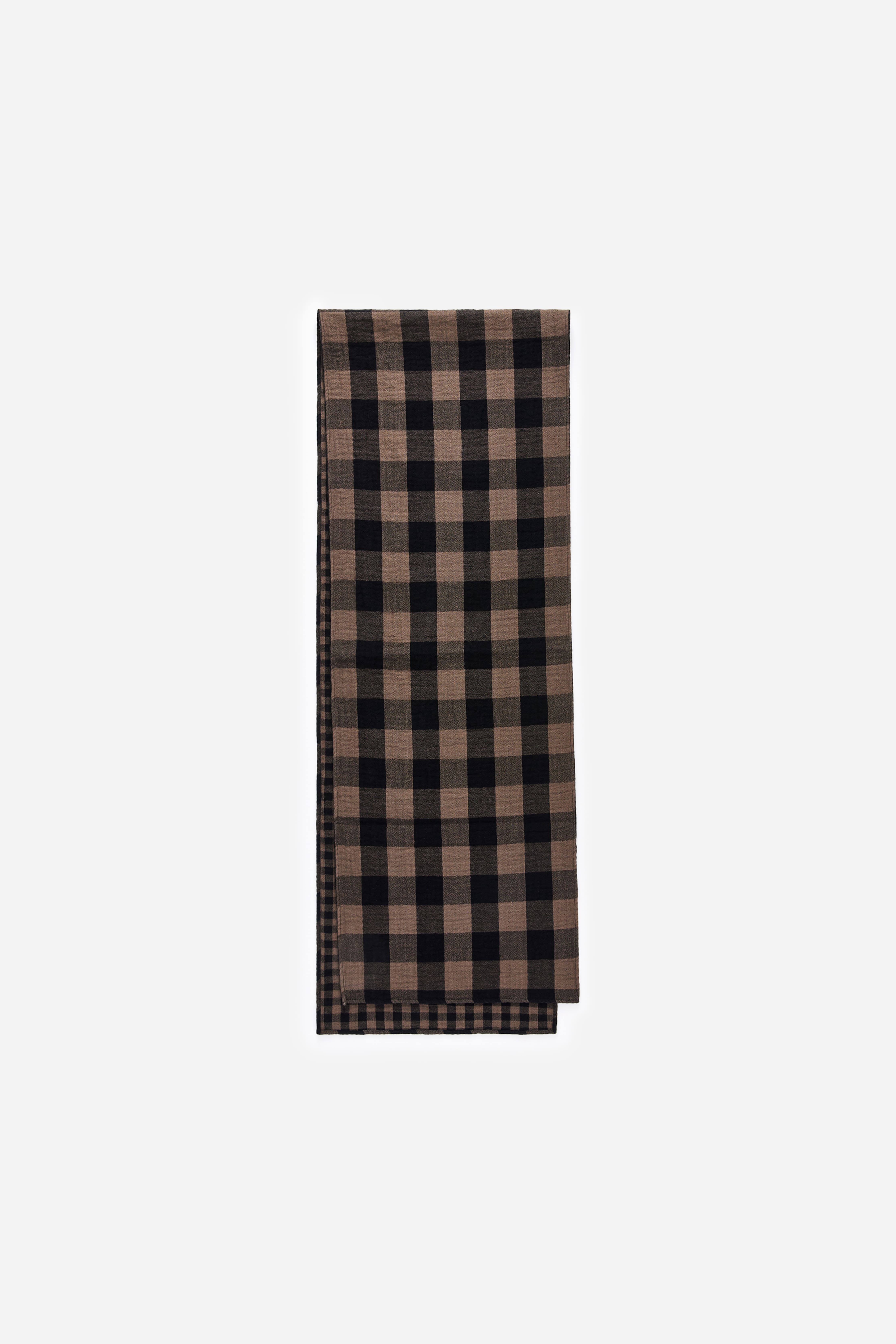 Ruudullinen puuvillahuivi - Harmaanruskea/musta