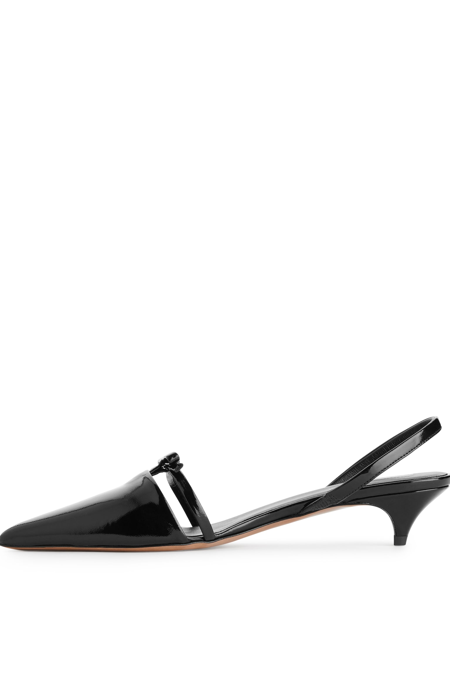 Slingback Leather Pumps - Black - 3