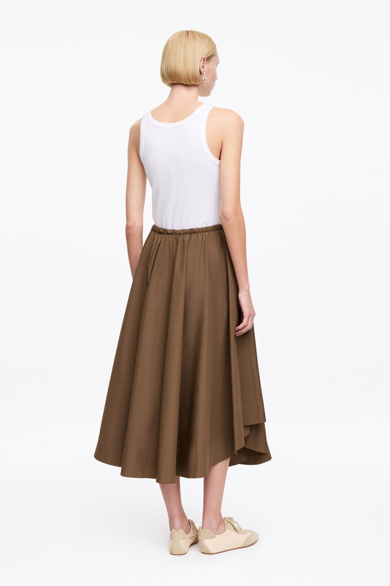 Široká bavlnená sukňa - Hnedá/Čierna - 4