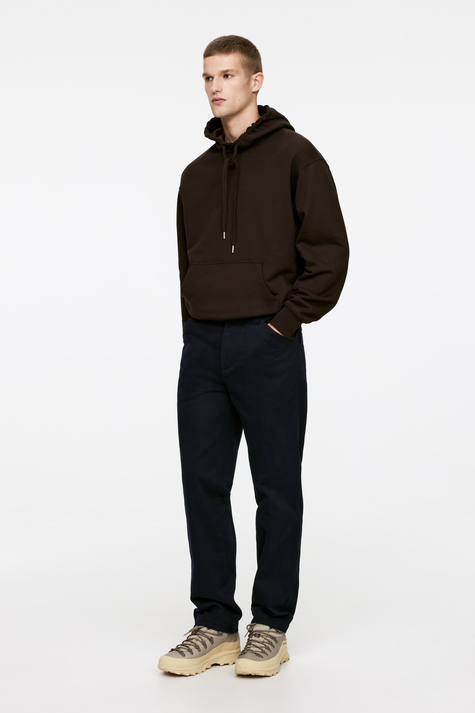 Cotton Moleskin Twill Trousers - Dark Blue/Dark Mole - 3