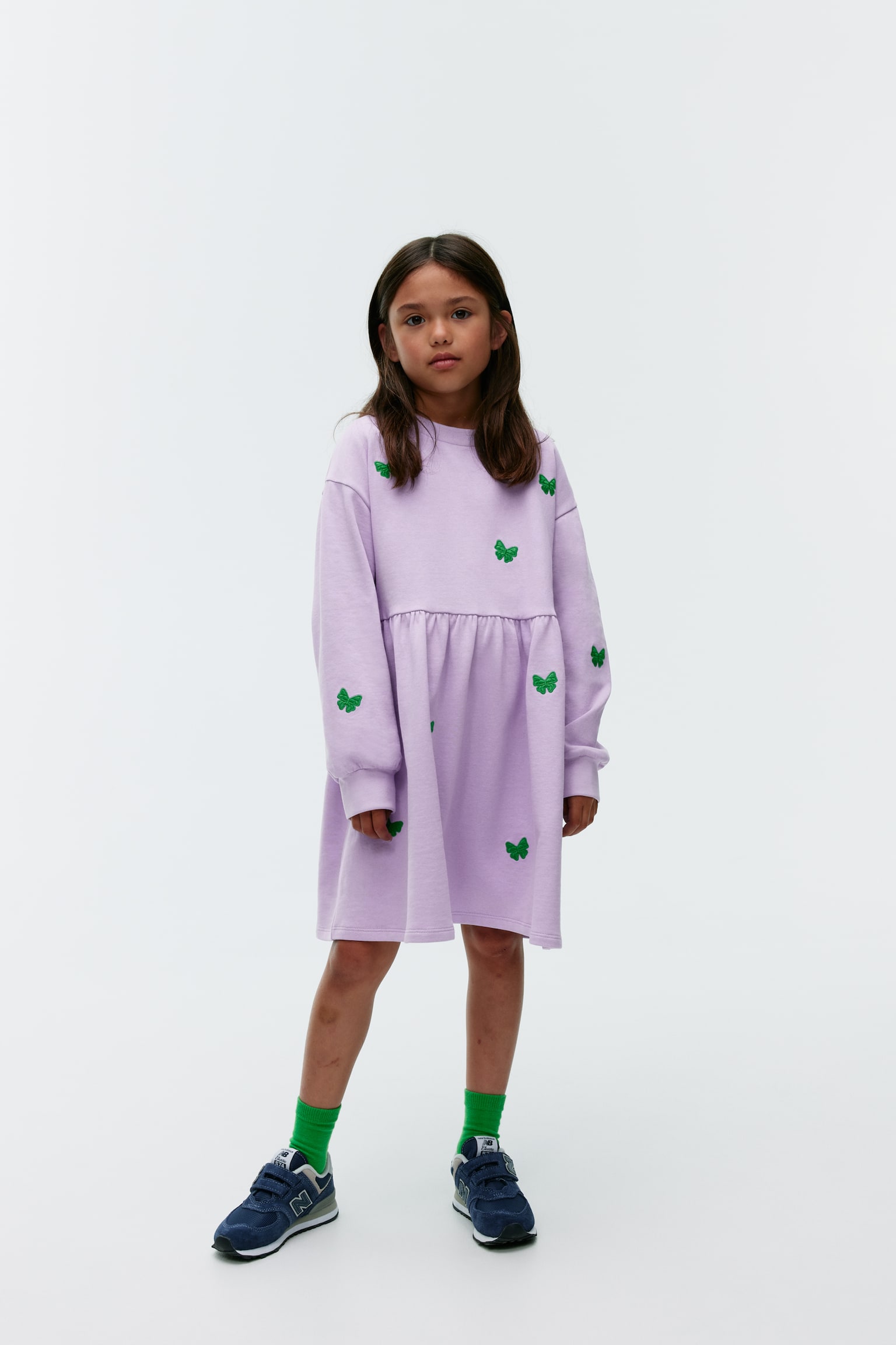 Embroidered Sweatshirt Dress - Lilac/Pink/Mushrooms/Lilac/Red Hearts - 2