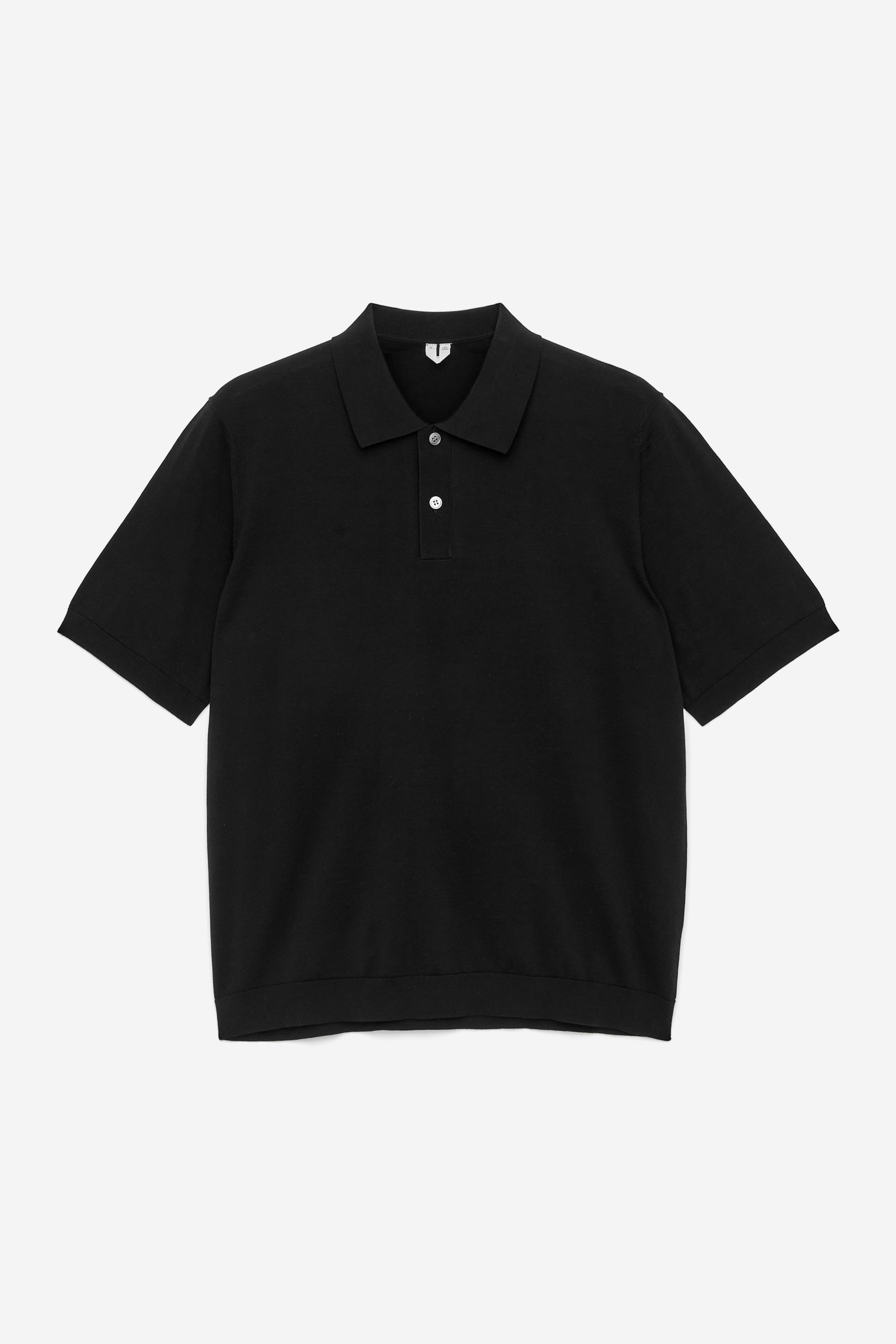 Polo in cotone e seta - Nero/Verde kaki