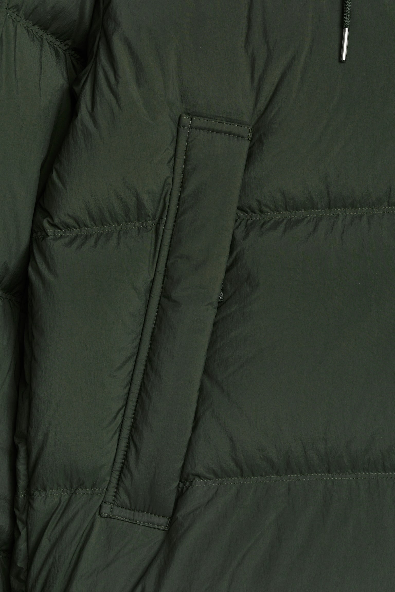 Upcycled Down Puffer Jacket - Dark Green/Black - 7