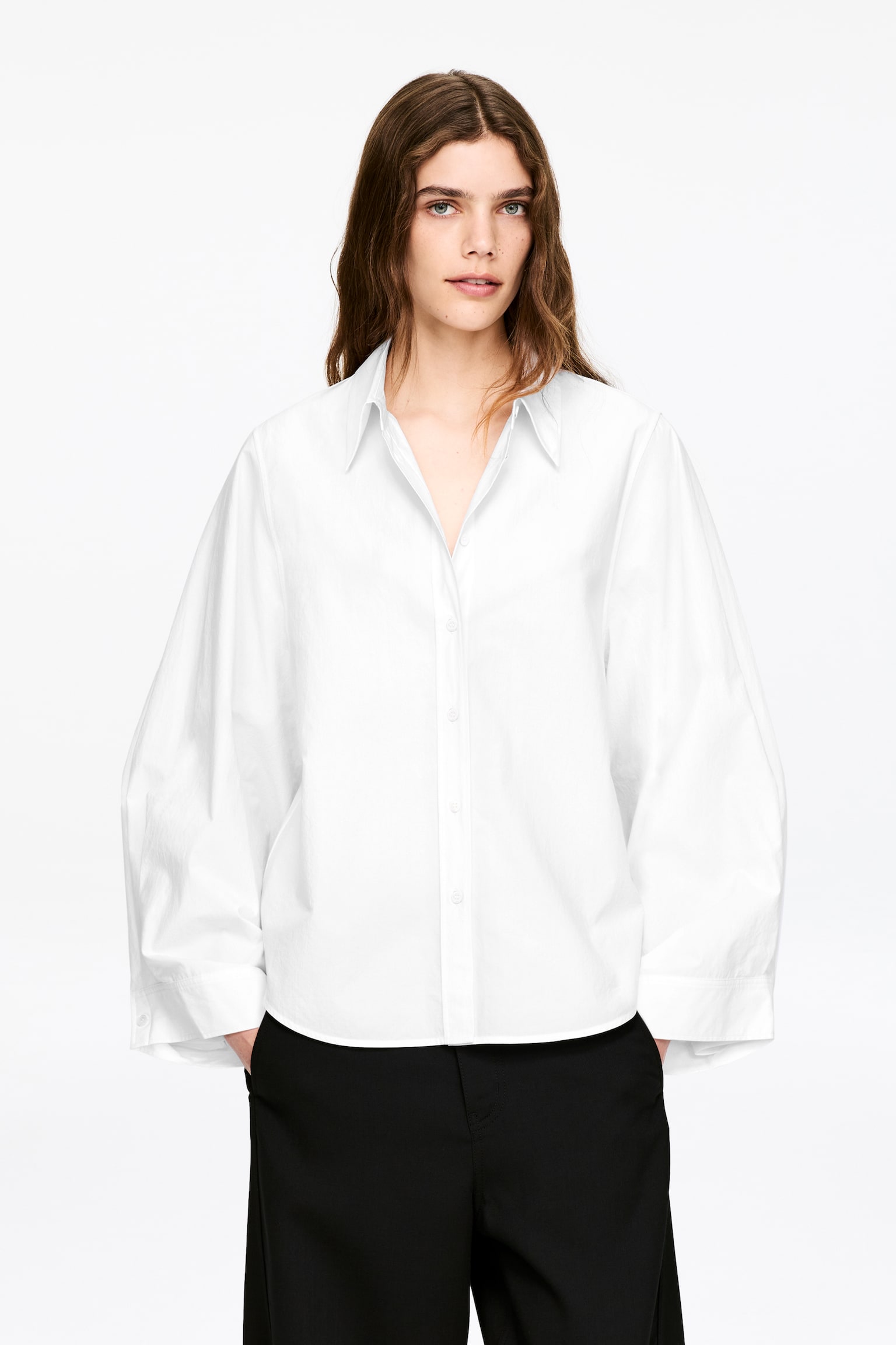 Hemd mit weiten Ärmeln - Weiß/Schwarz - 1