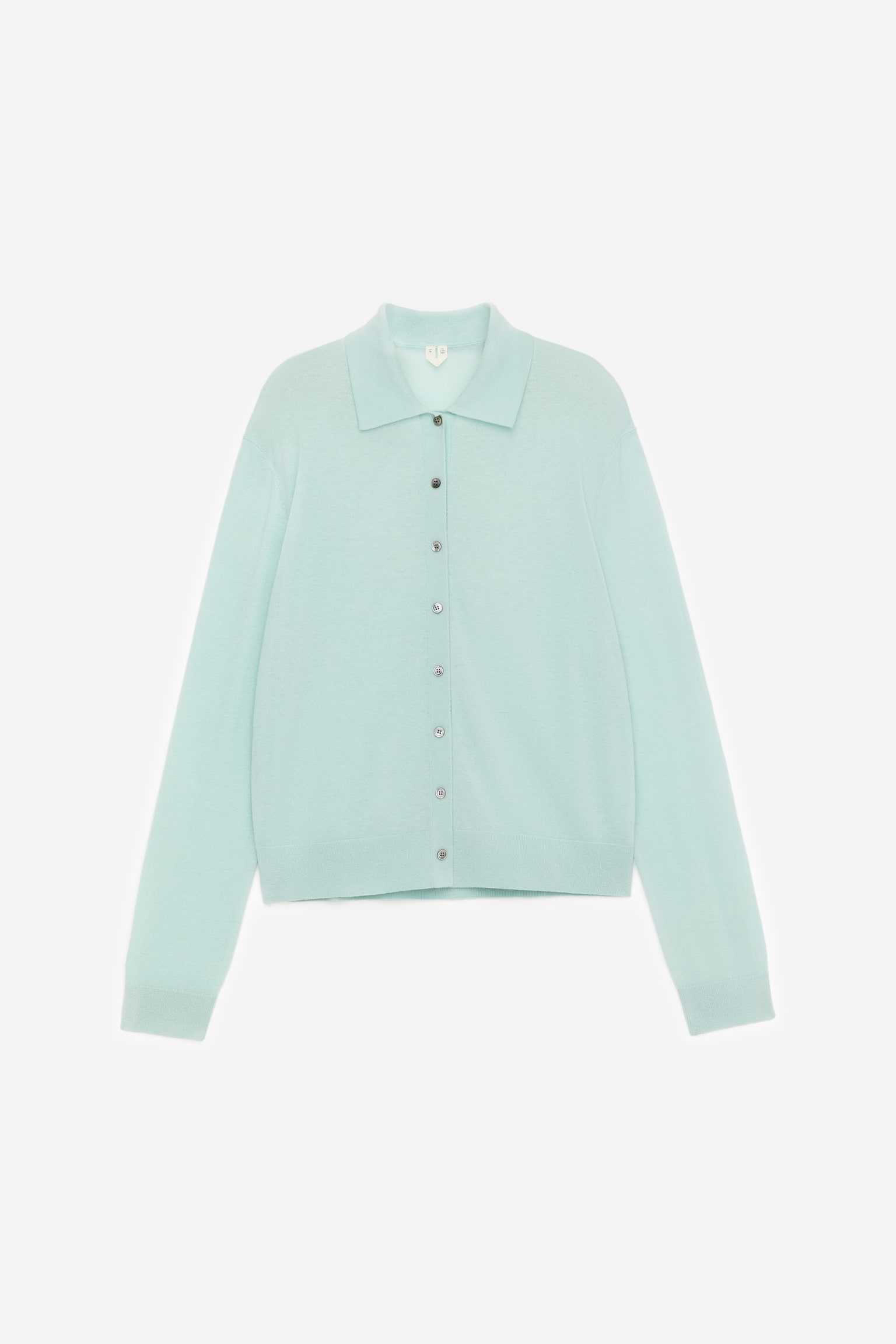 Кашмирен кардиган - Светло тюркоазено/Сиво - 2