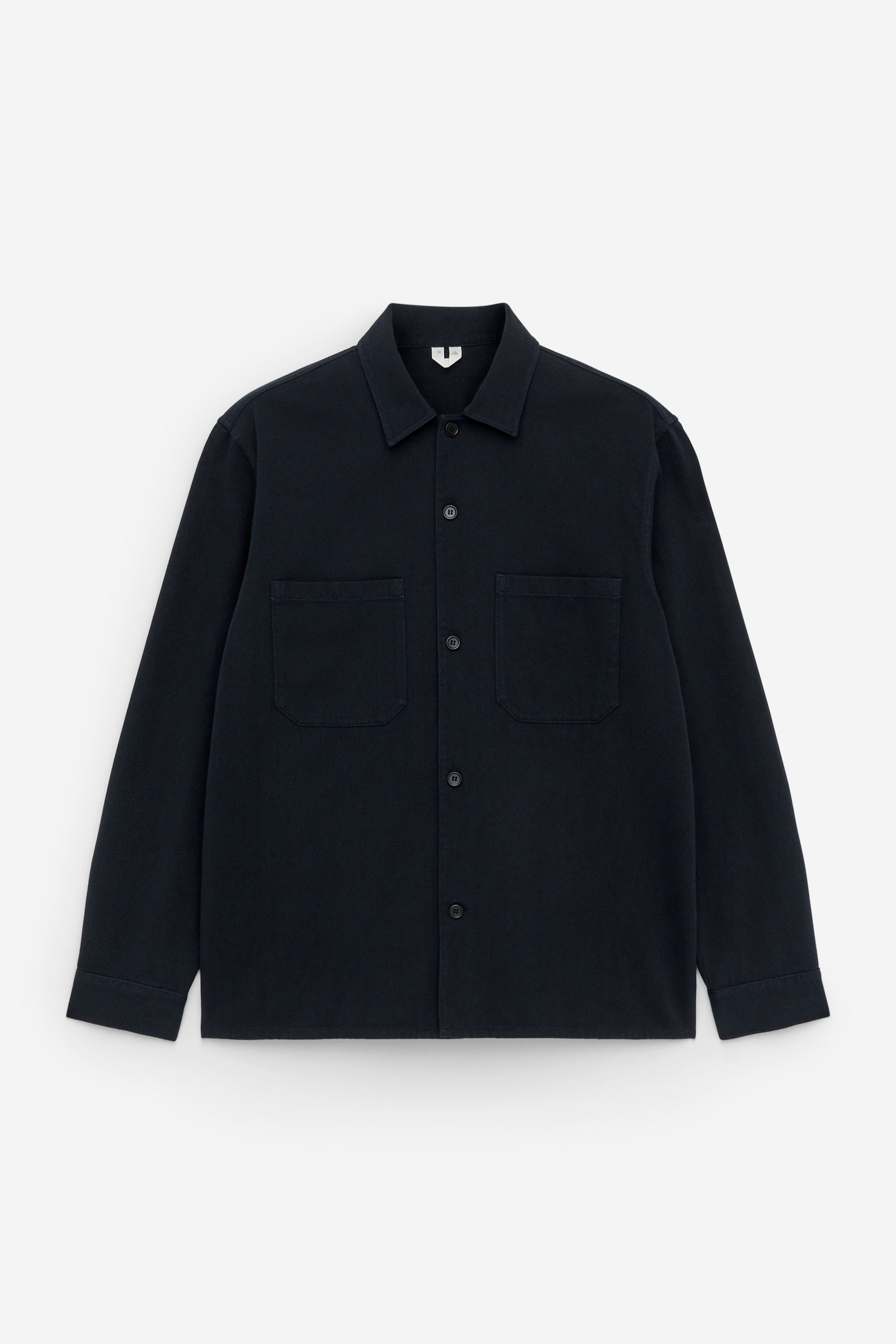 Overshirt in twill di cotone - Blu scuro/Grigio