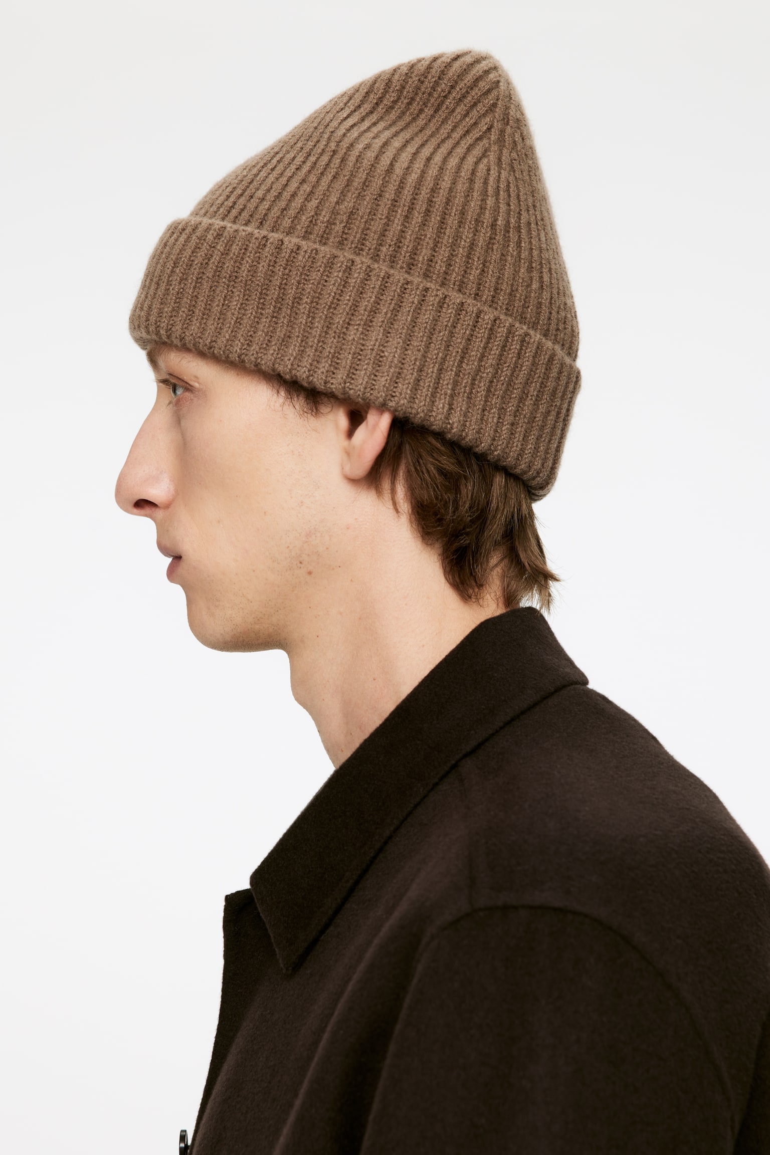 Rib-Knit Wool-Blend Beanie - Beige/Blue