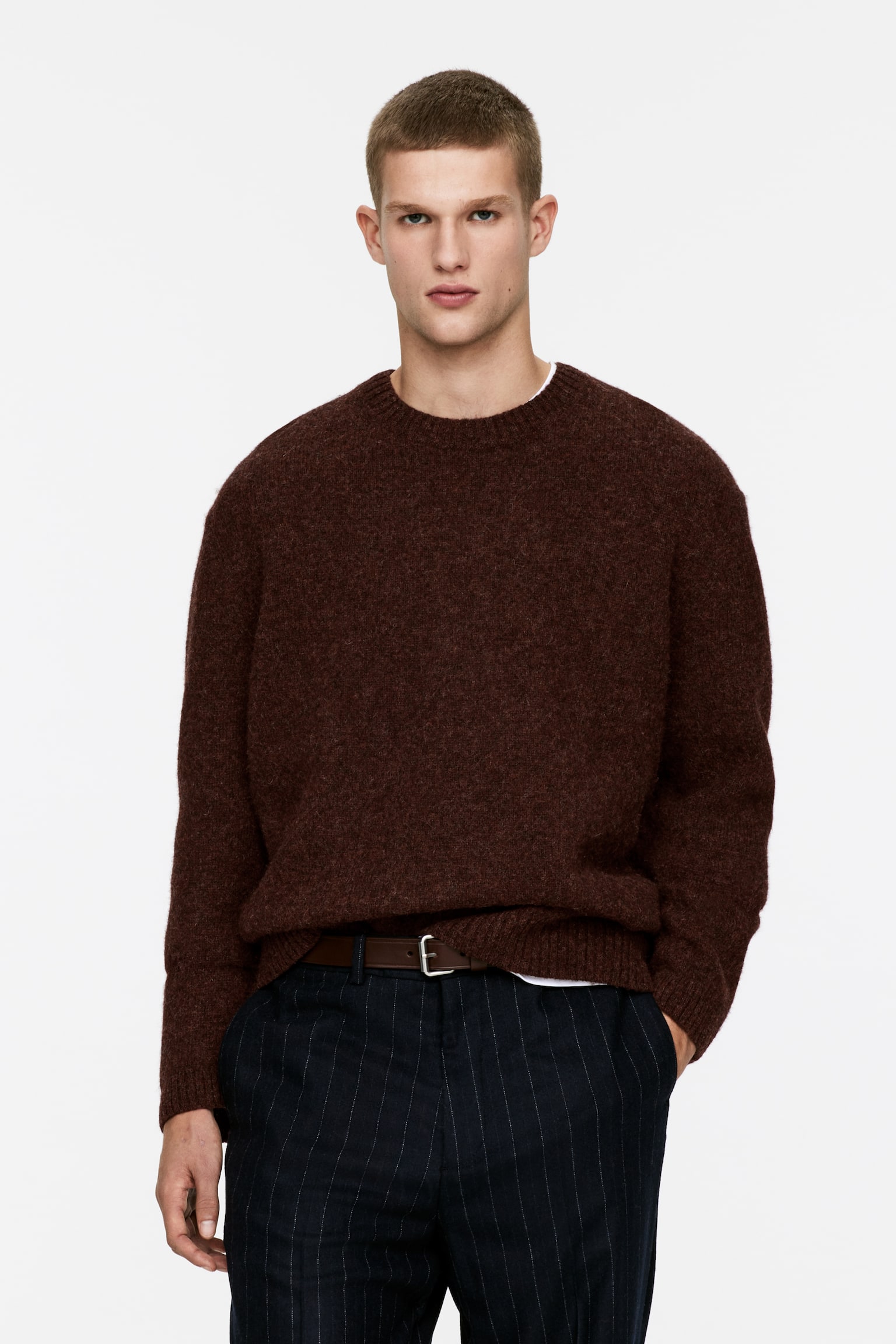 Crew-Neck Wool Jumper - Burgundy/Off White/Green/Red - 1