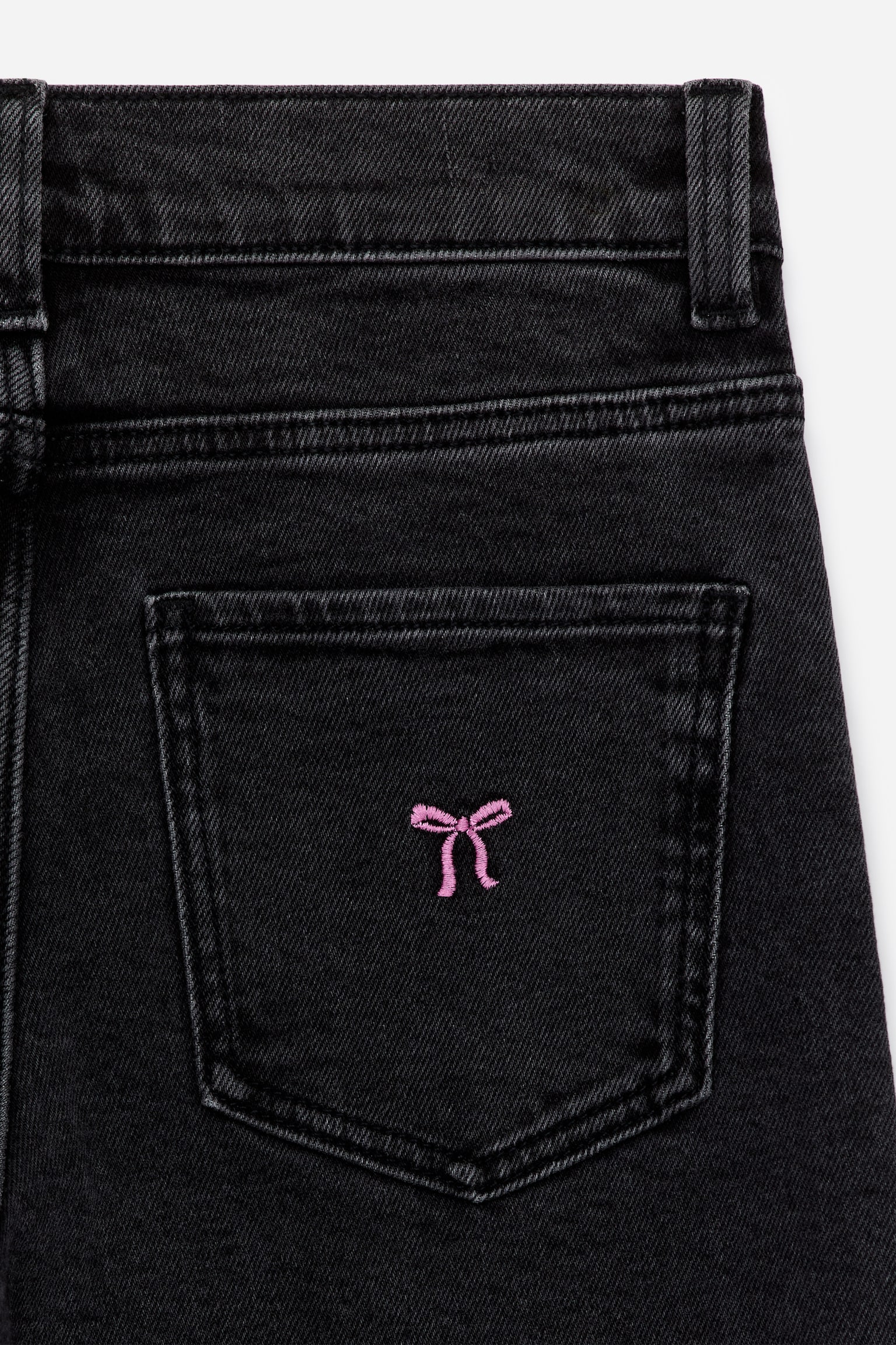 Pantalon en jean brodé - Noir/Mauve/Bleu/Coccinelles - 2