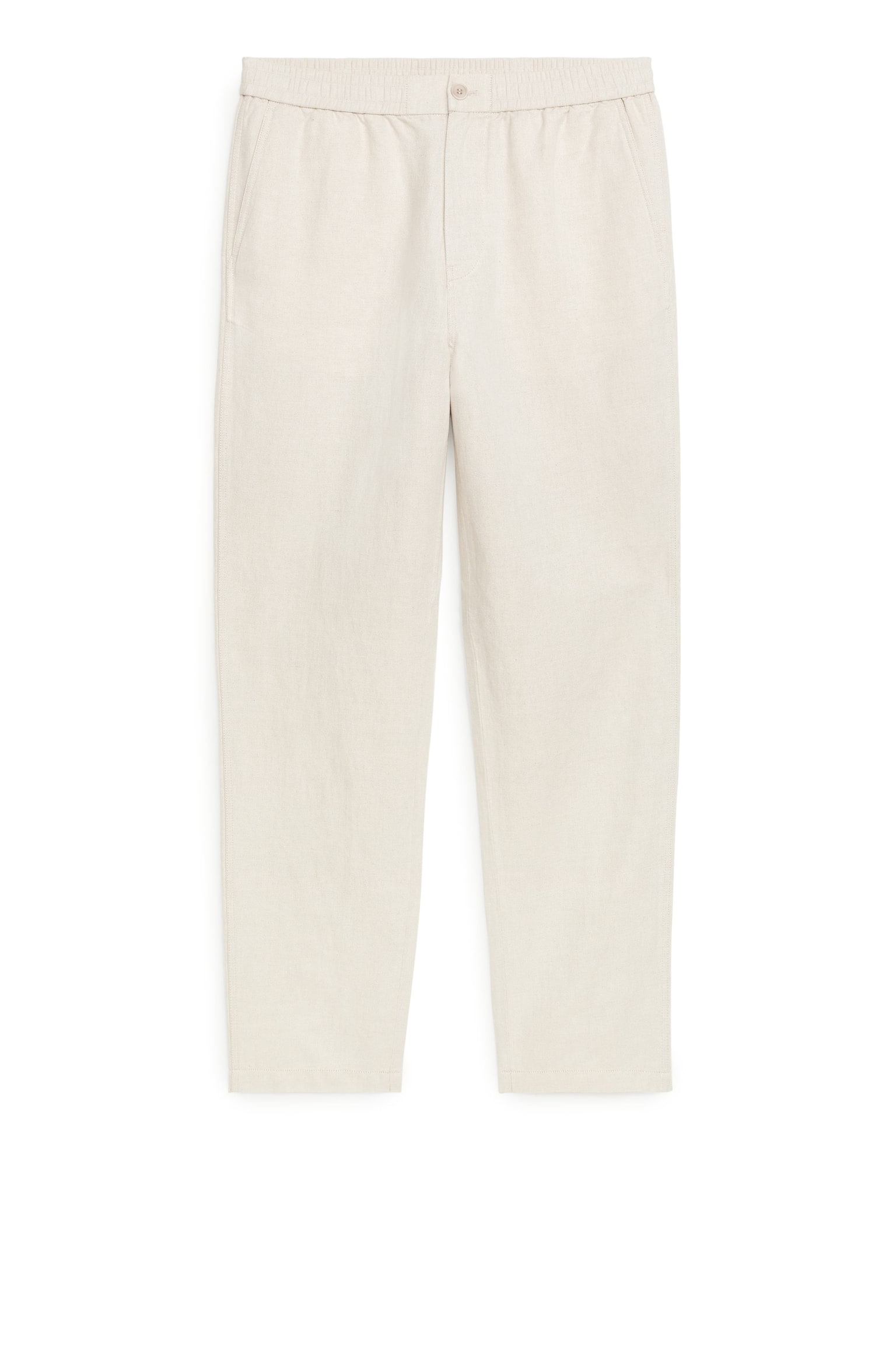 Linen Drawstring Trousers - Light Beige/Light Grey - 1