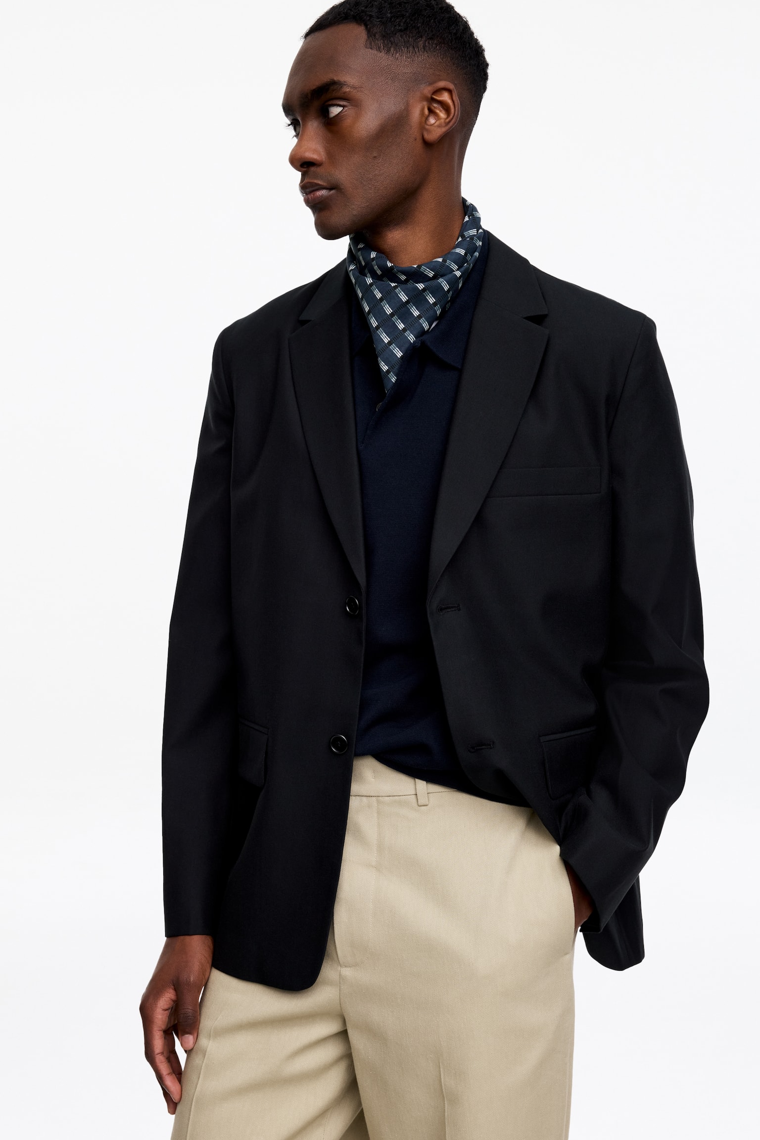 Scarf i bomull - Blå/rutig/Grön - 5