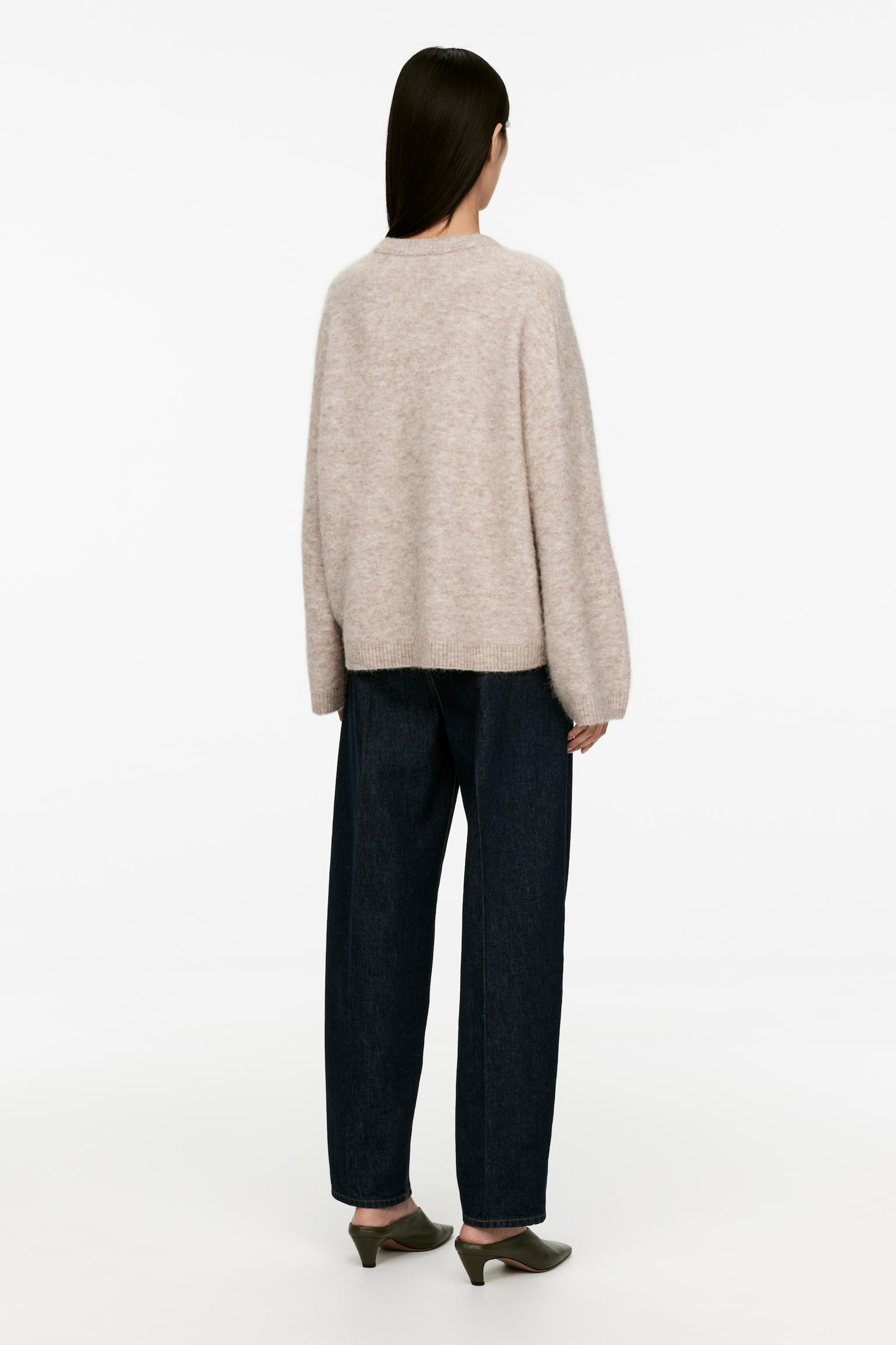 Alpaca-Wool Blend Jumper - Beige/Black/Off White/Pink/Light Grey/Dusty Blue/Dark Yellow/Dark Brown/Dark Green - 5