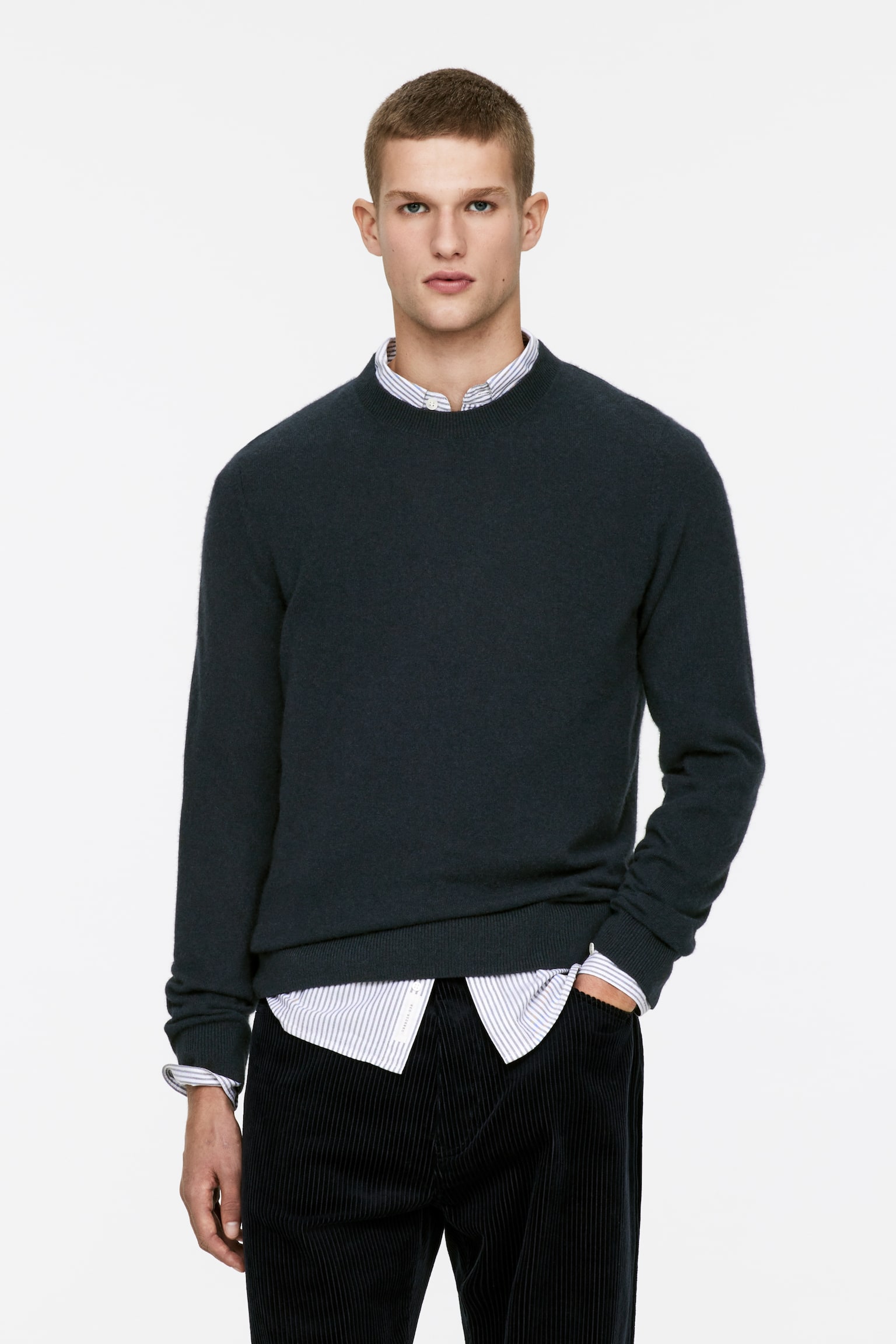 Cashmere Jumper - Dark Blue/Dark Brown/Light Grey - 1