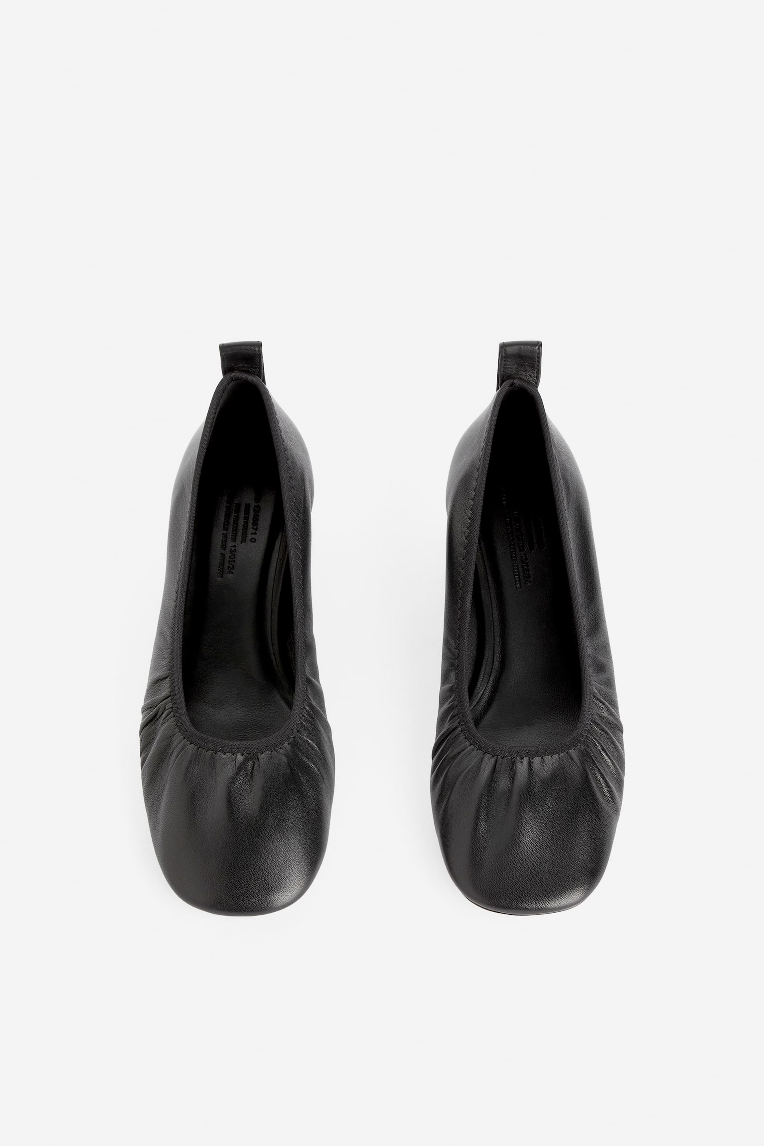 Heeled Leather Ballerinas - Black - 2