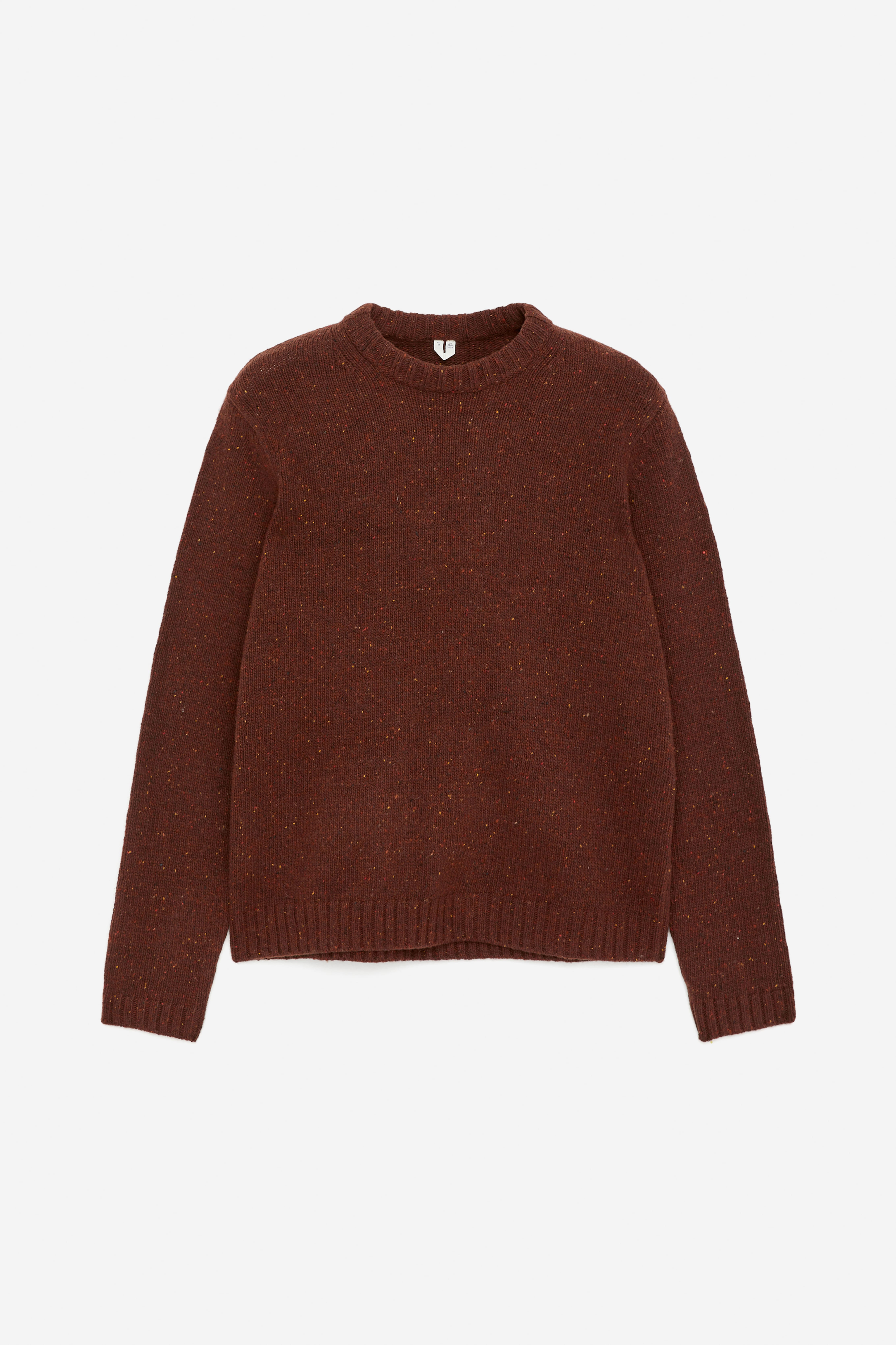 Pullover aus einer Mischung aus Wolle und Alpaka - Weinrot/Beige meliert