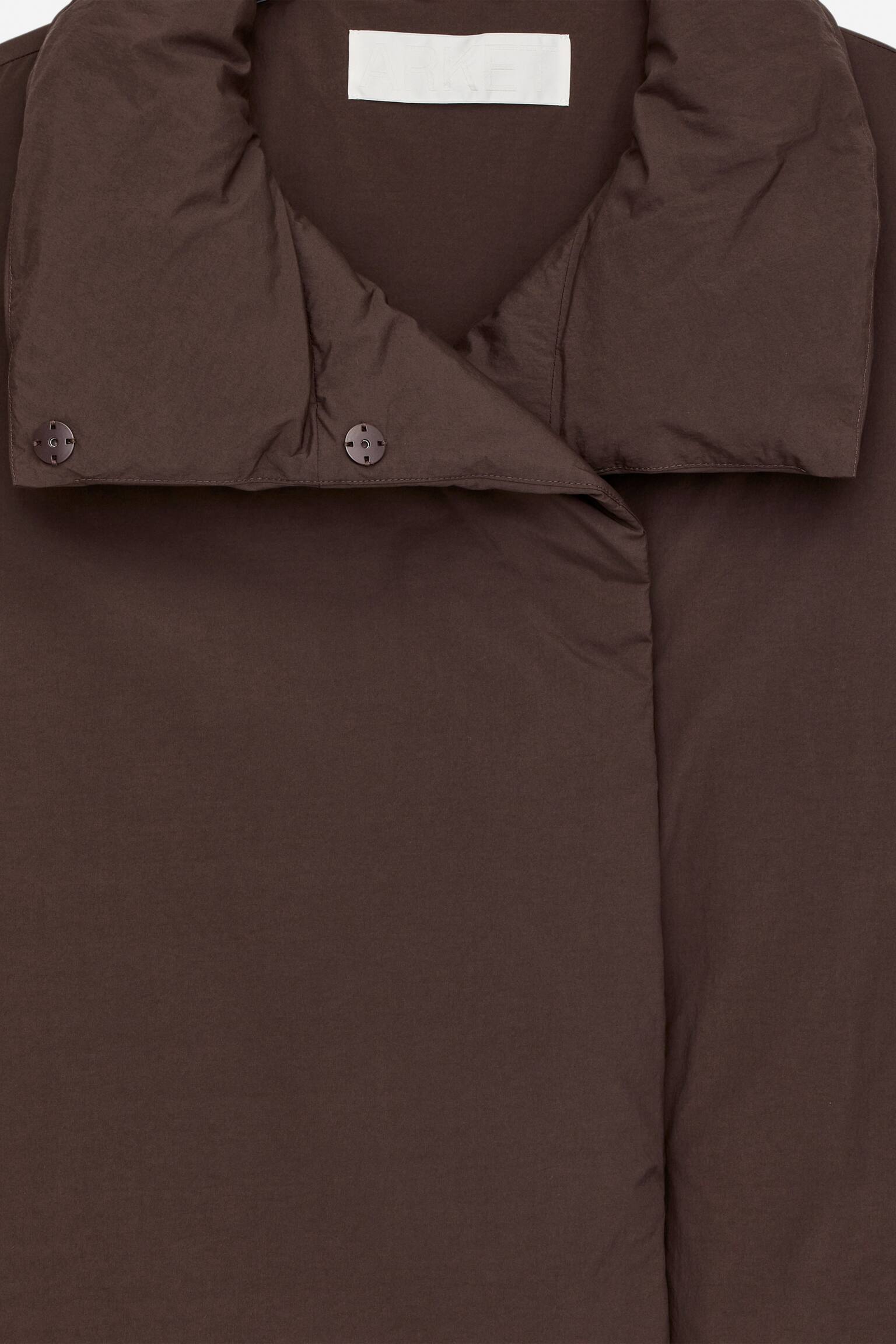 Upcycled Down-jas met hoge kraag - Donkerbruin - 3