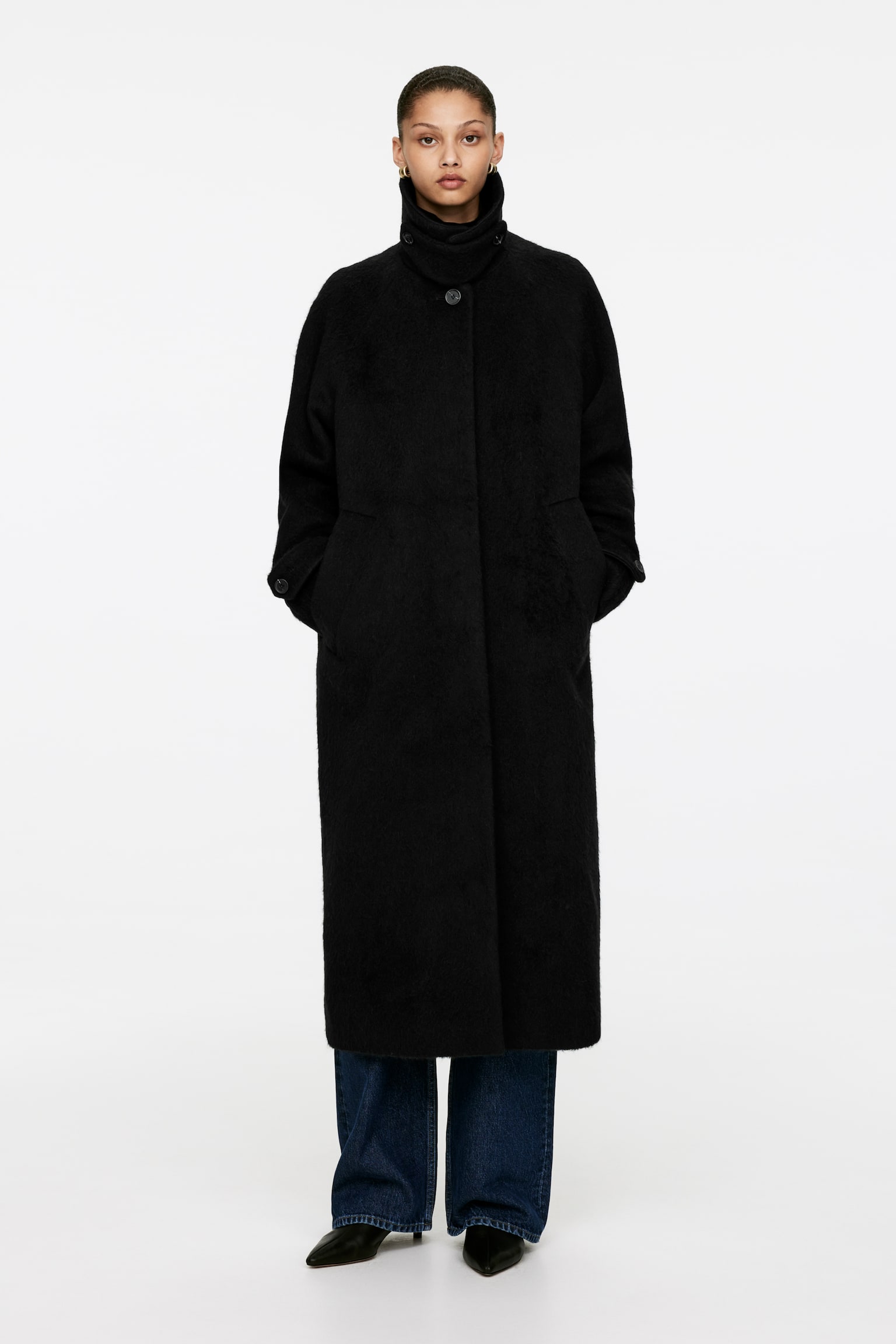 Oversized Wool Coat - Black - 1