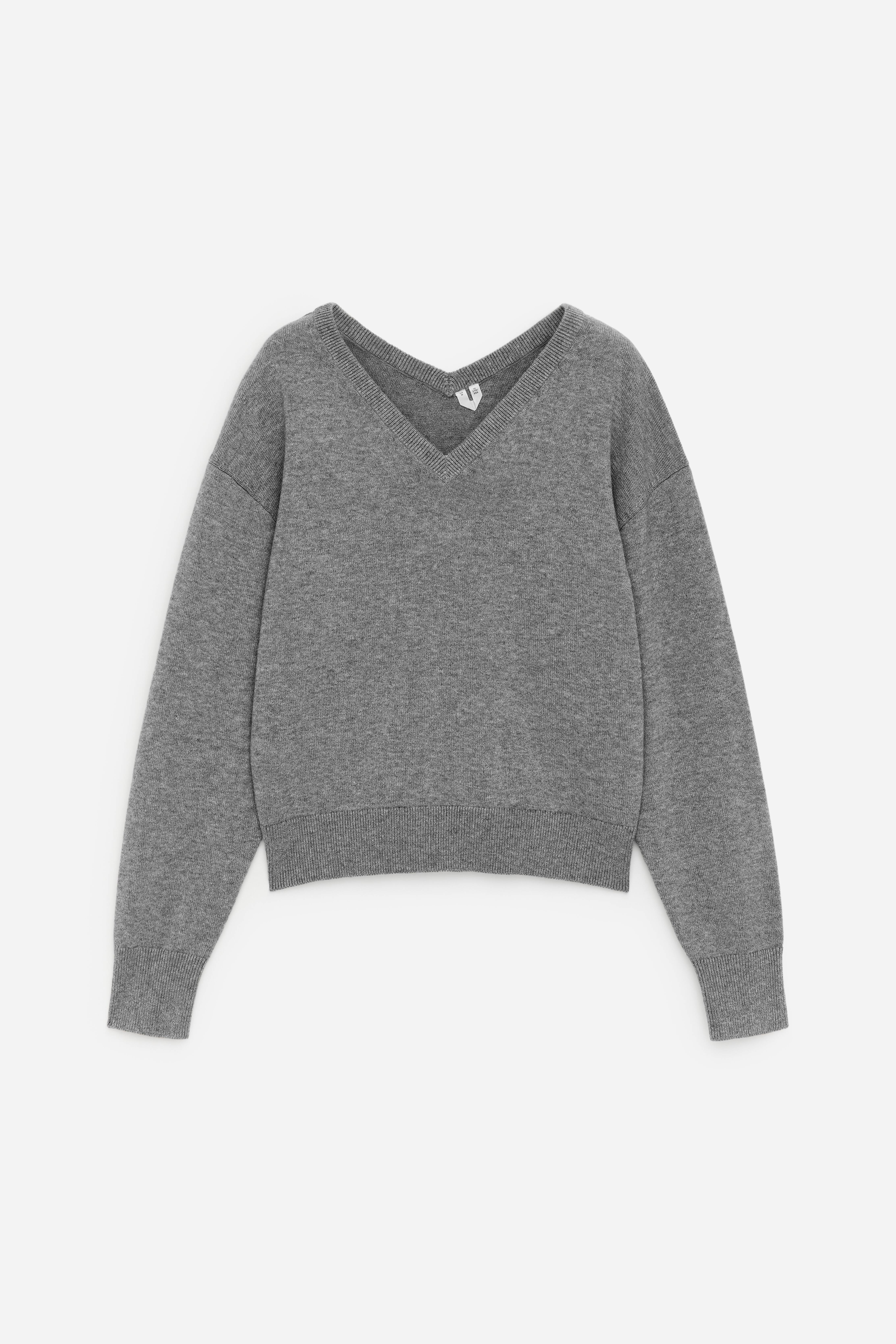 Pullover aus Baumwolle und Wolle mit V-Ausschnitt - Graumeliert/Braun