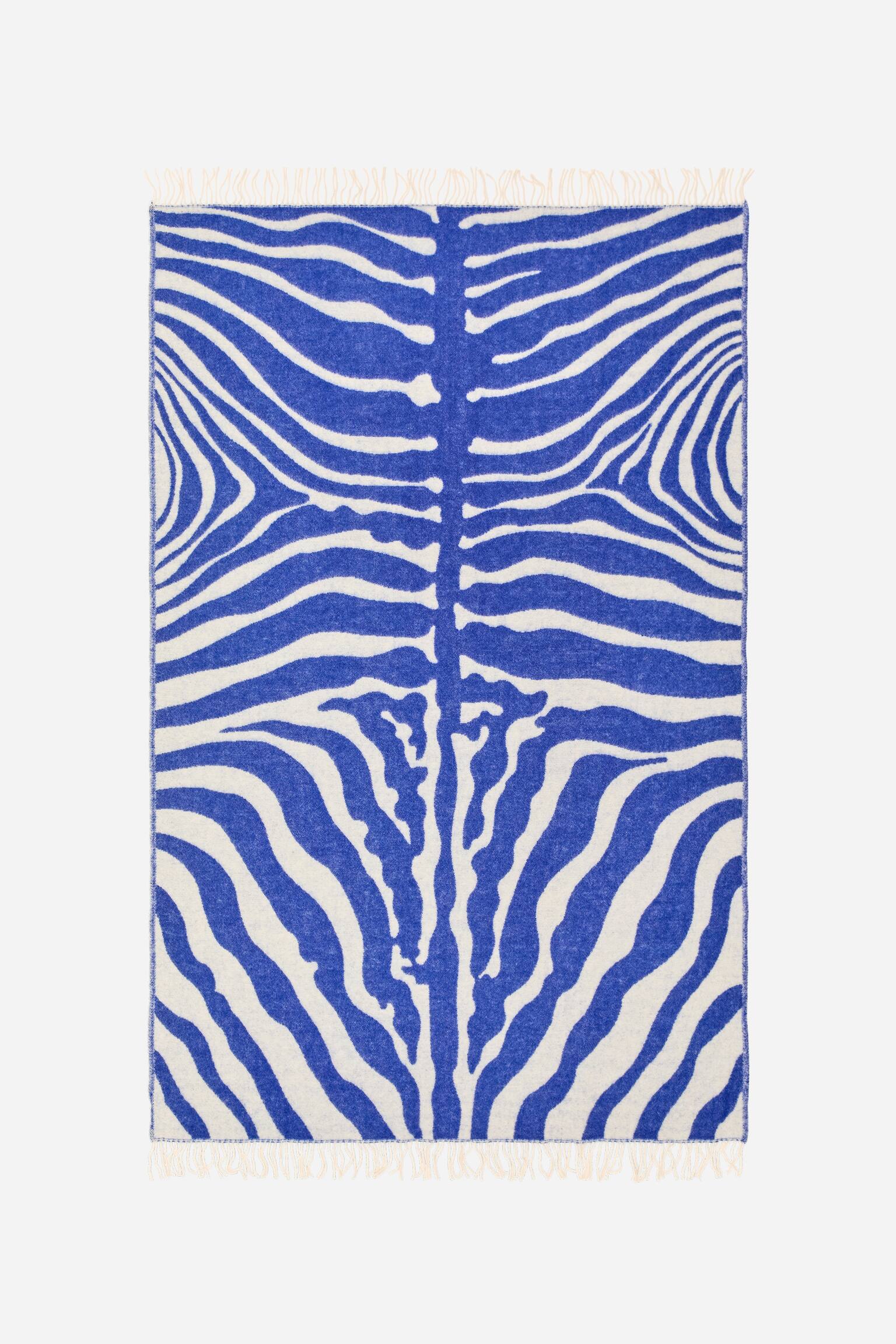 Pătură din Lână Klippan - Albastru Intens/Alb Murdar - 1