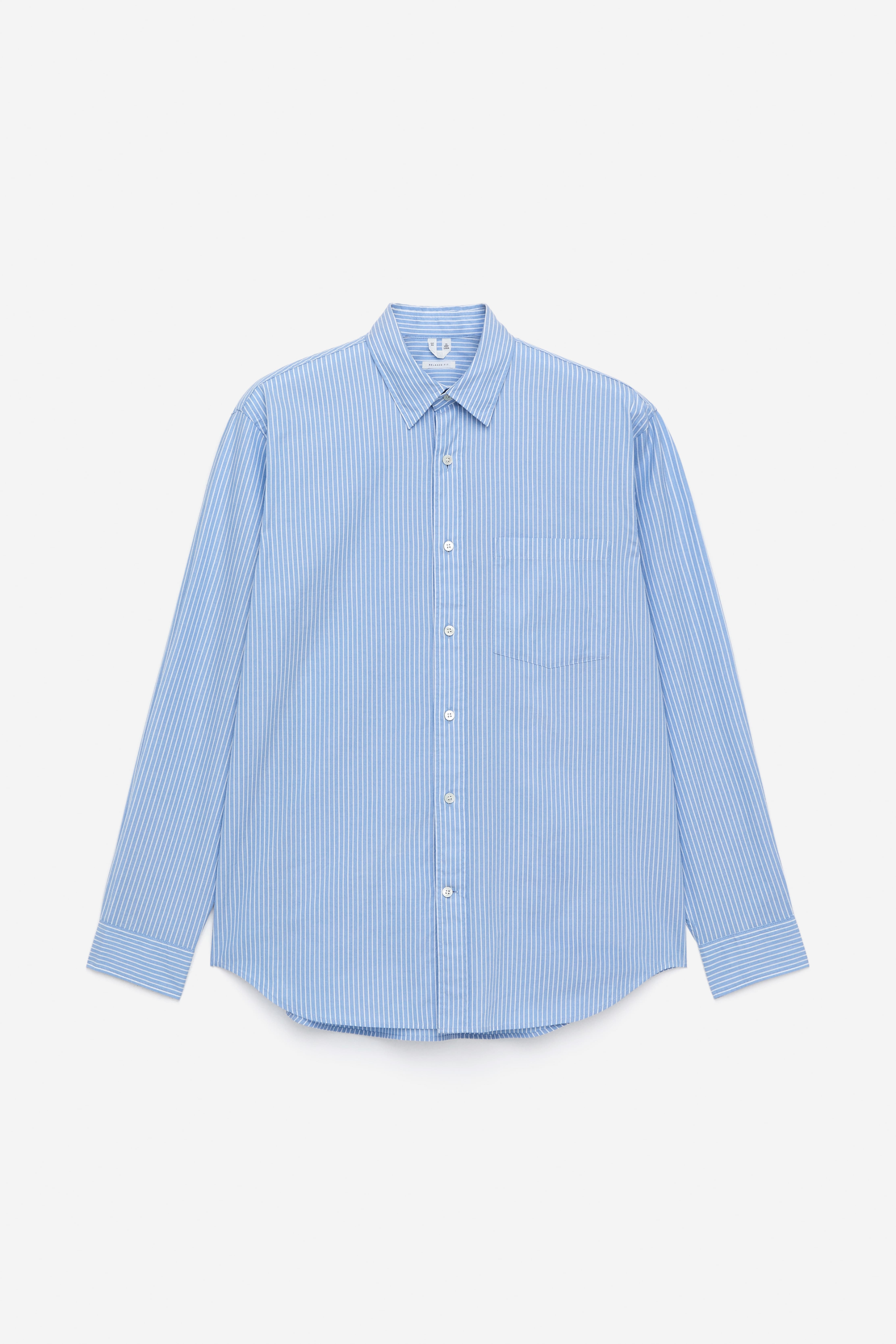 Luźna popelinowa koszula - White/Blue/Niebieski/Paski