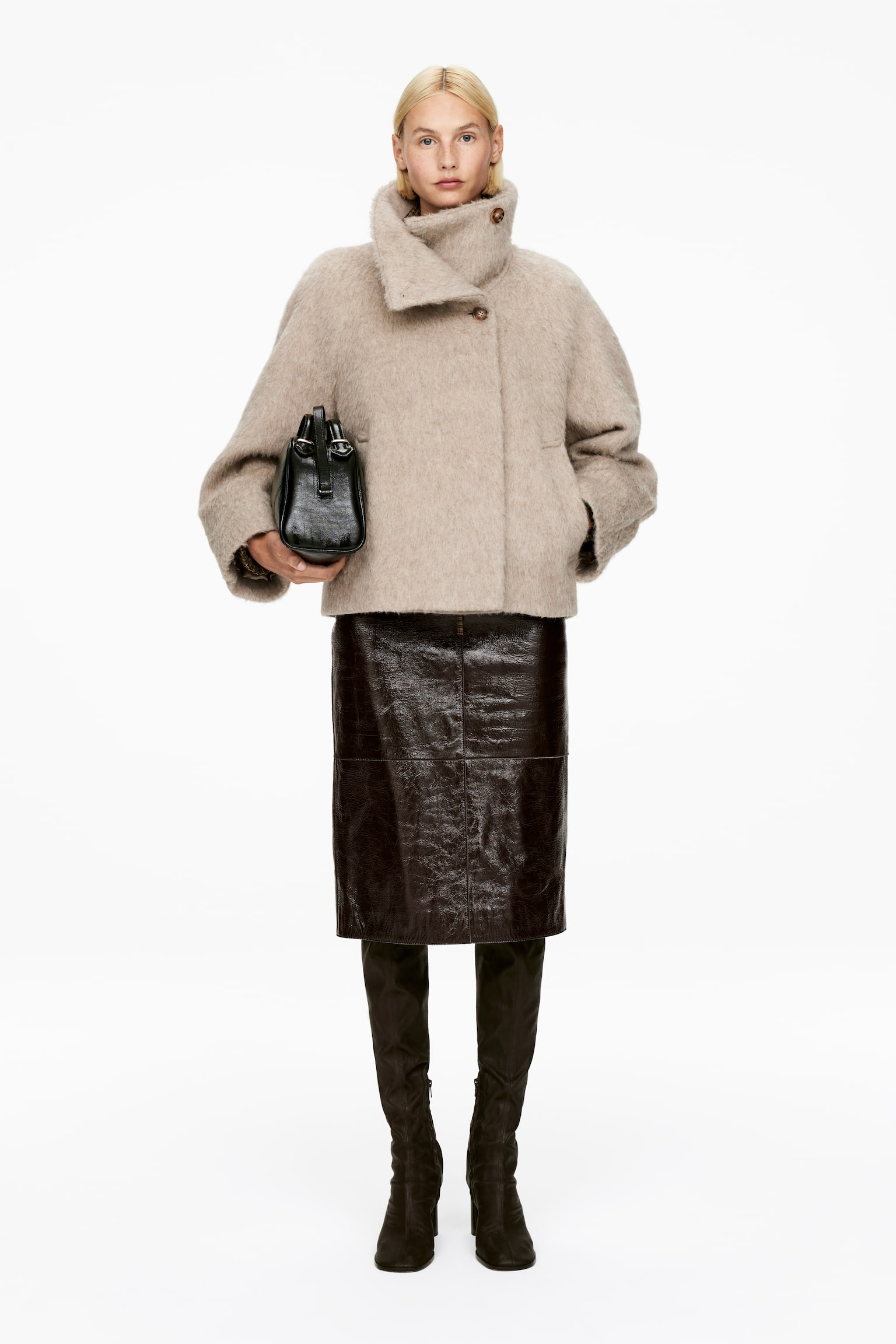 Giacca in misto lana e alpaca con collo a imbuto - Talpa - 1