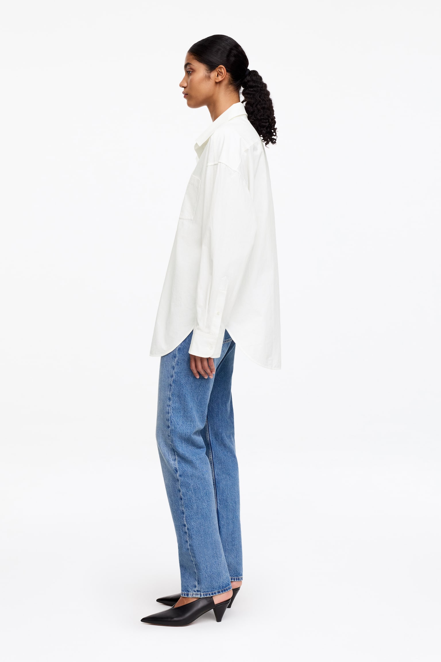 Skjorta med öppen krage - Vit - 3