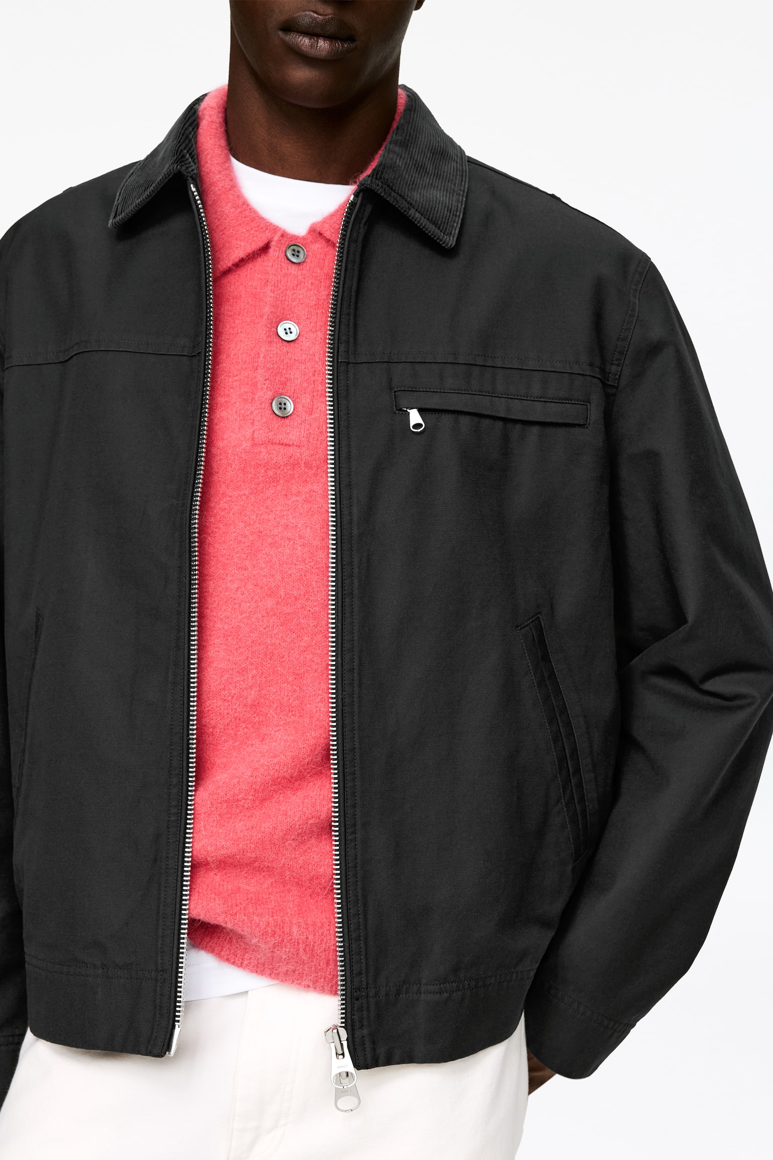 Jachetă din pânză de bumbac - Negru/Albastru închis - 4