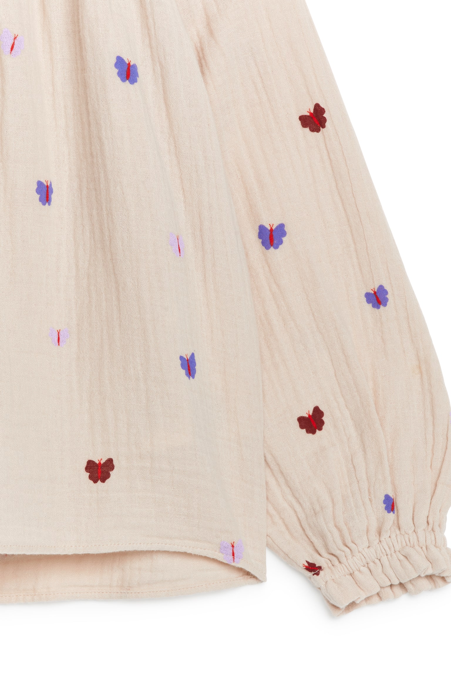 Frill-Detail Blouse - Beige/Butterflies - 3