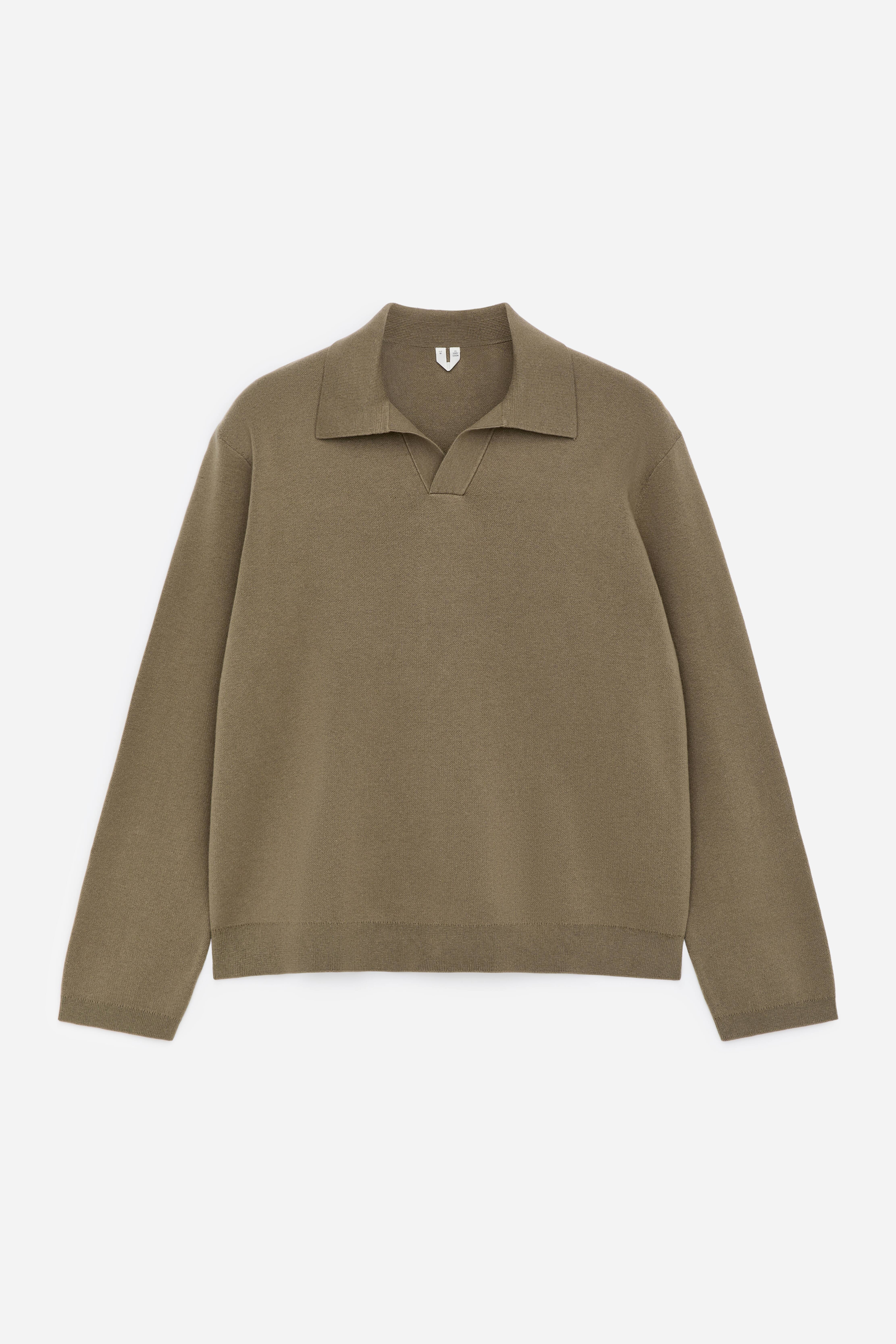 Poloshirt van een mix van katoen en zijde - Kakigroen/Donkerblauw/Bruin