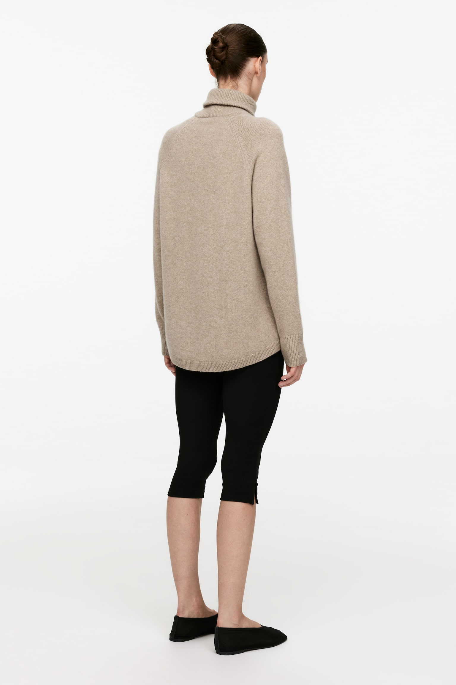 Roll-Neck Cashmere-Wool Jumper - Beige/Dark Blue - 5