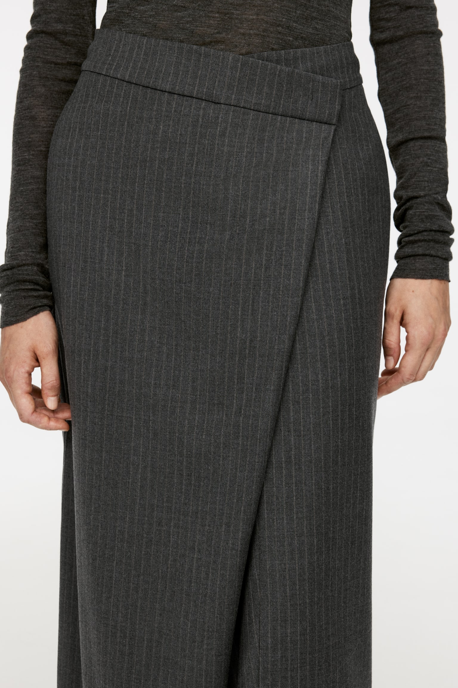 Wrap Skirt - Grey Melange/Pinstripe - 4