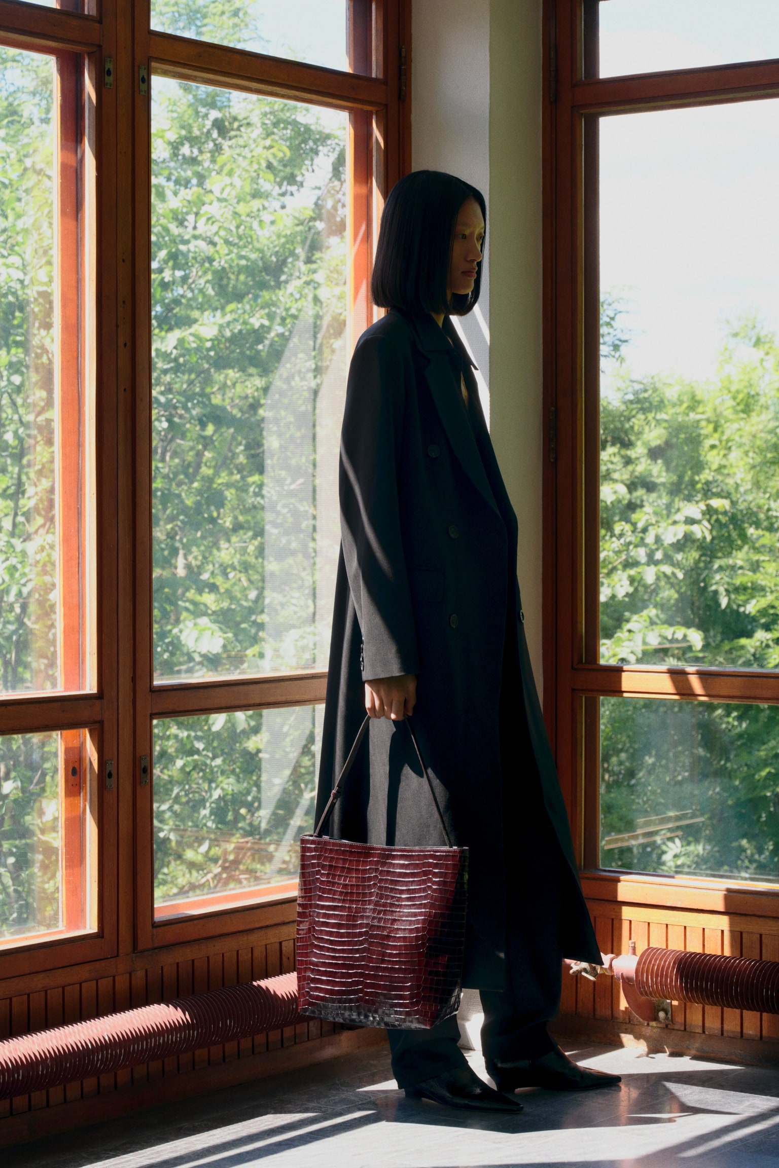 Schmaler Mantel - Schwarz - 7