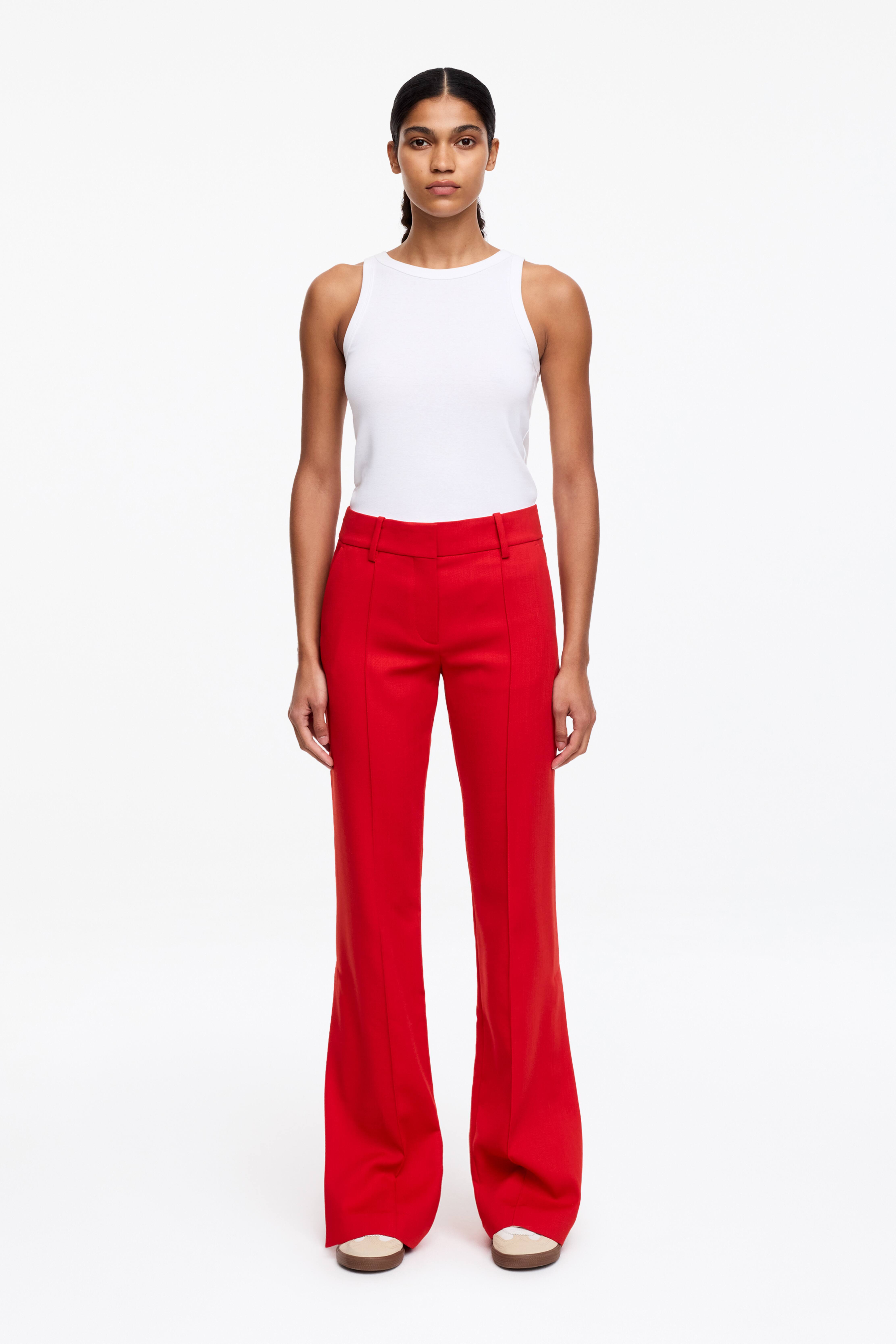 Elegante broek met zijsplitten - Rood/Zwart