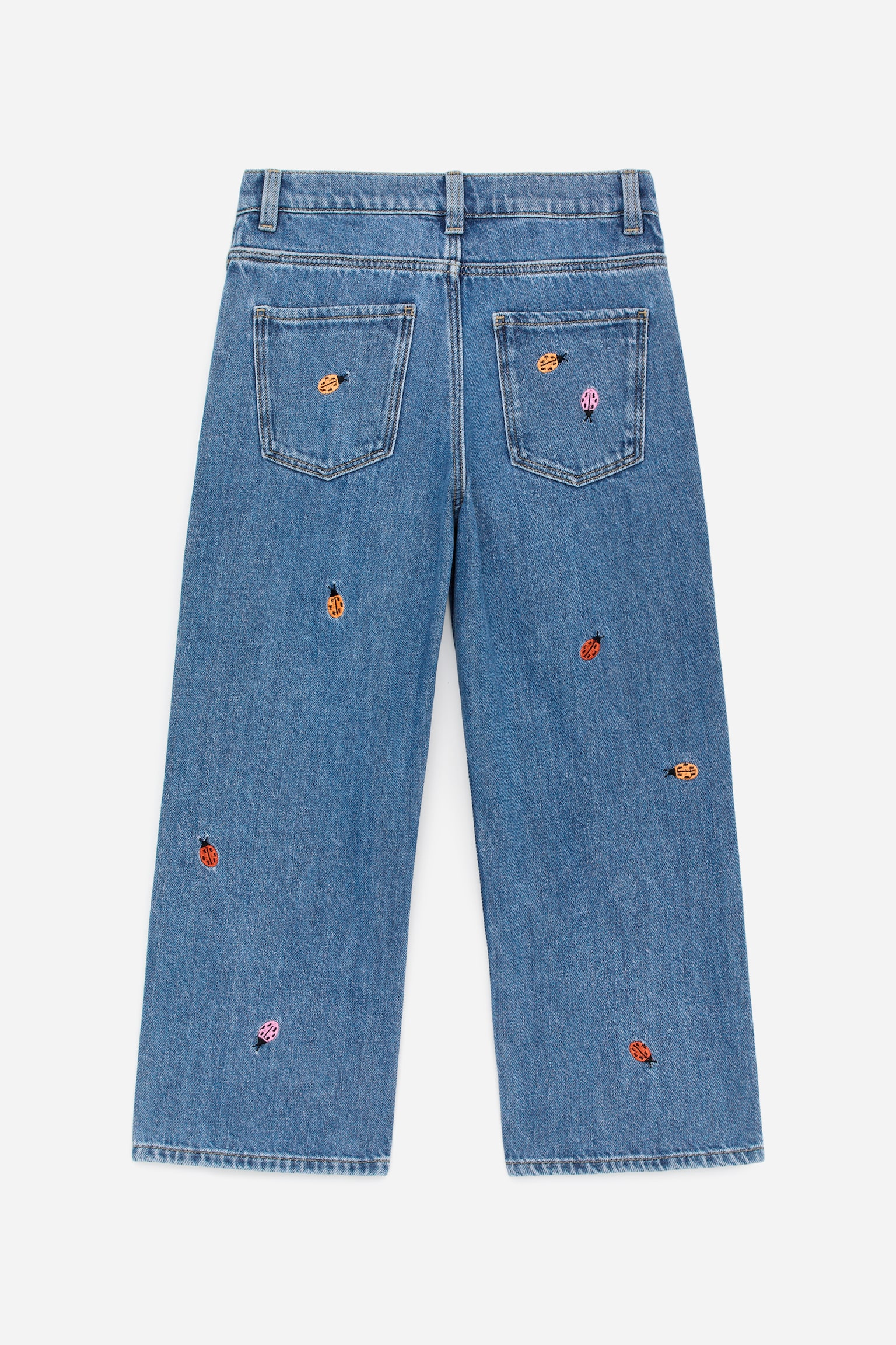 Kirjaillut denimhousut - Sininen/leppäkertut/Musta/Lilac - 4