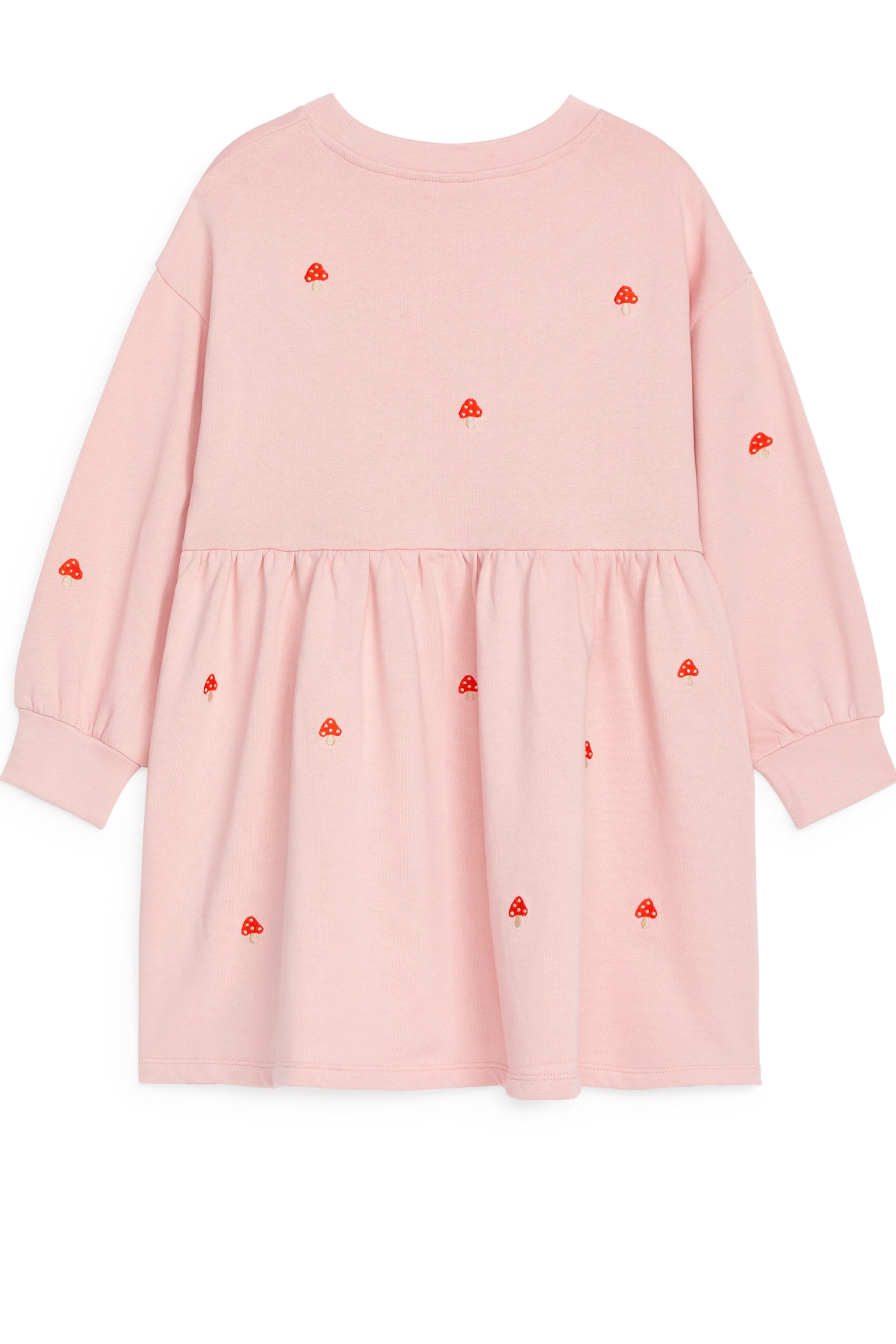 Embroidered Sweatshirt Dress - Pink/Mushrooms/Lilac/Red Hearts/Lilac - 6