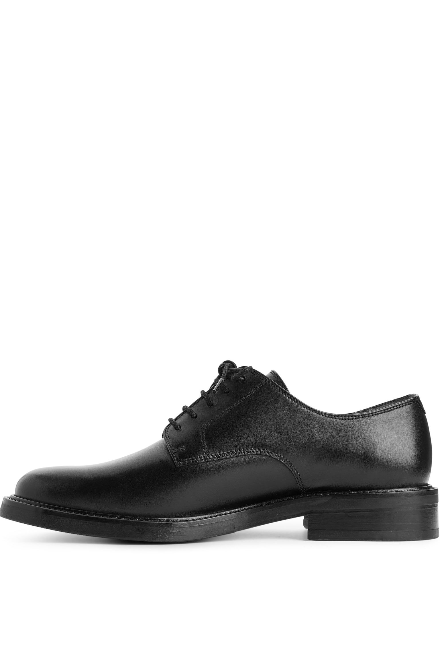 Leather Derby Shoes - Black - 2