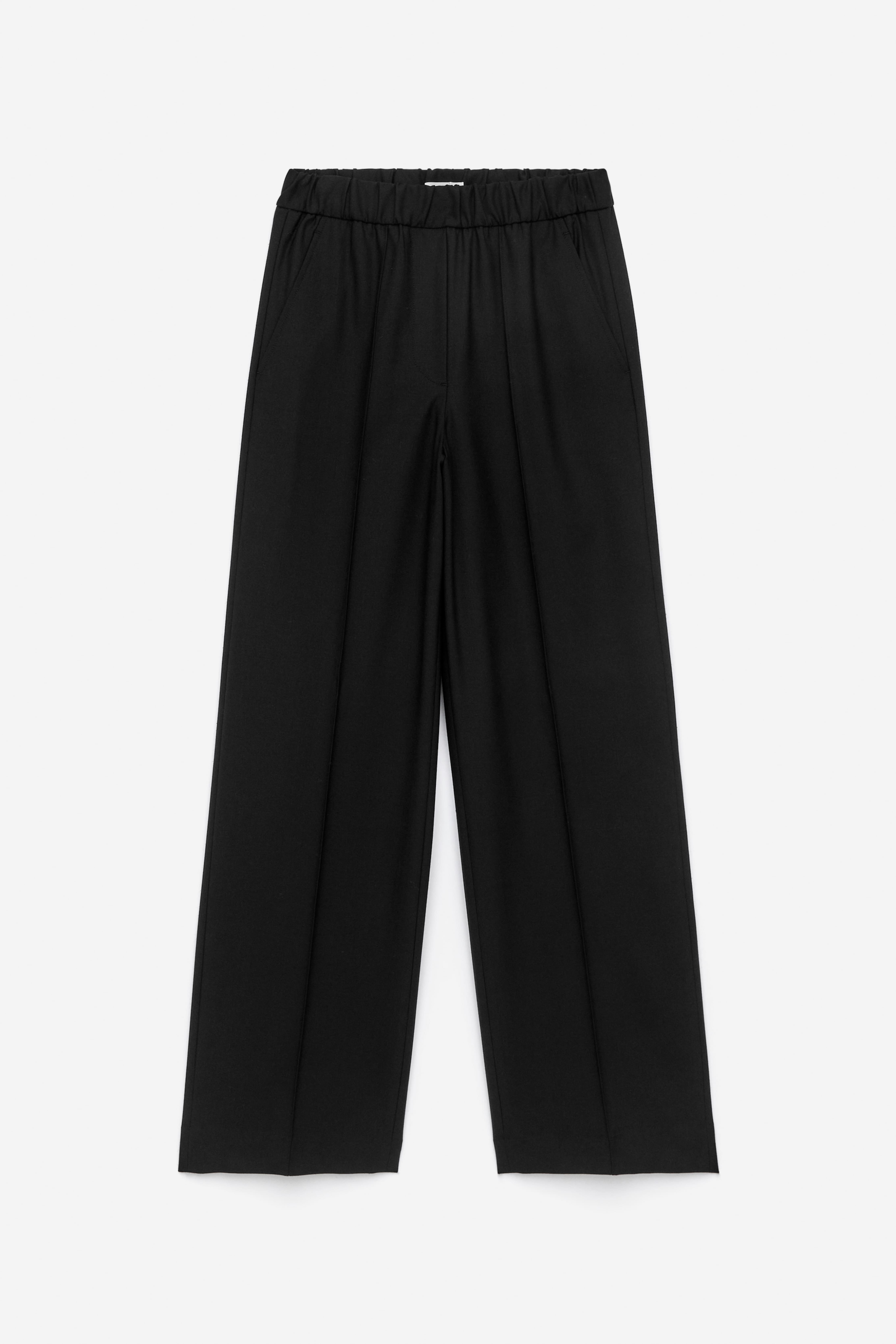 Elastic Waist Tailored Trousers - Black/Dark Grey/Dark Green
