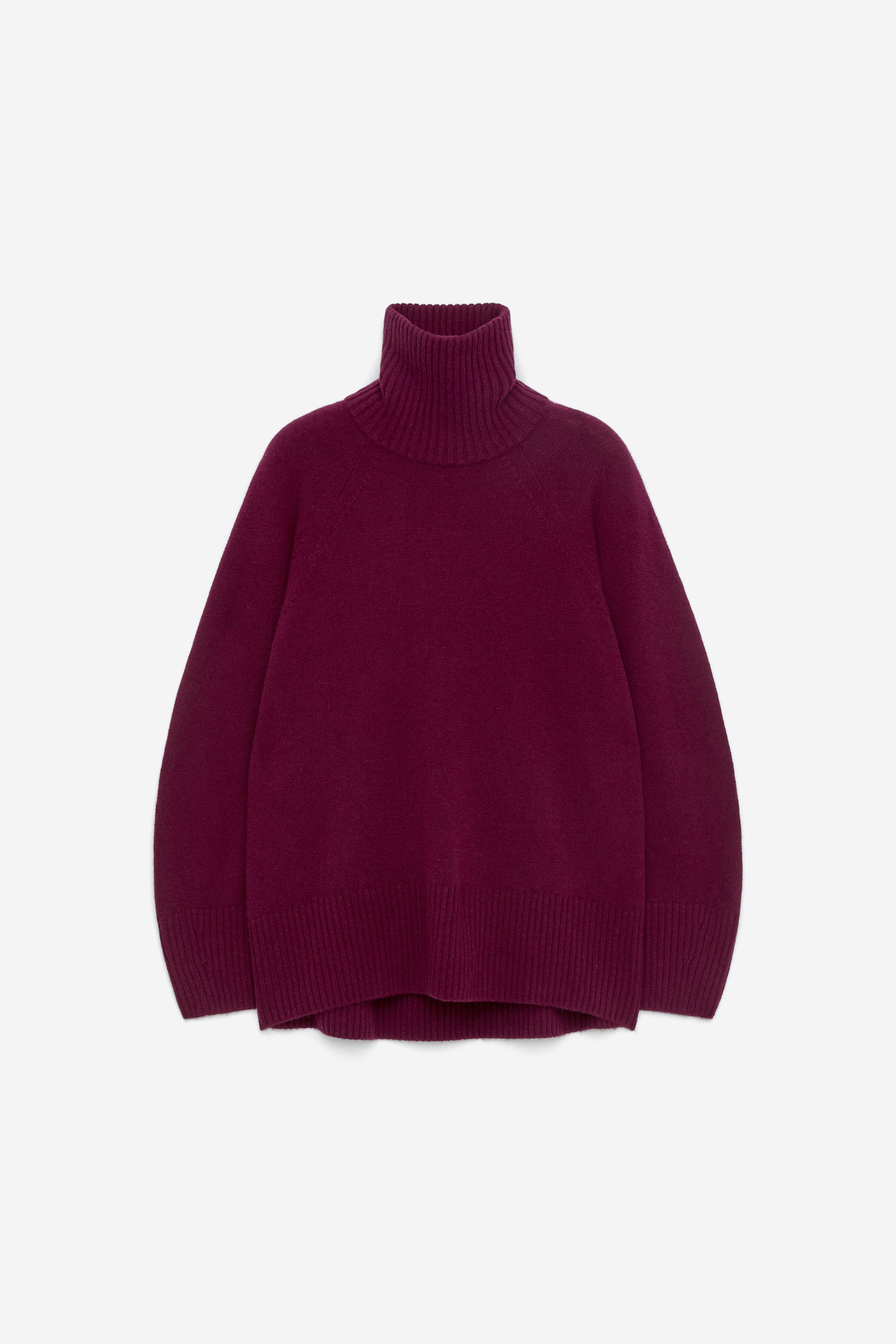 Rollkragenpullover aus reinem Kaschmir - Dunkelrot/Dunkelgrau