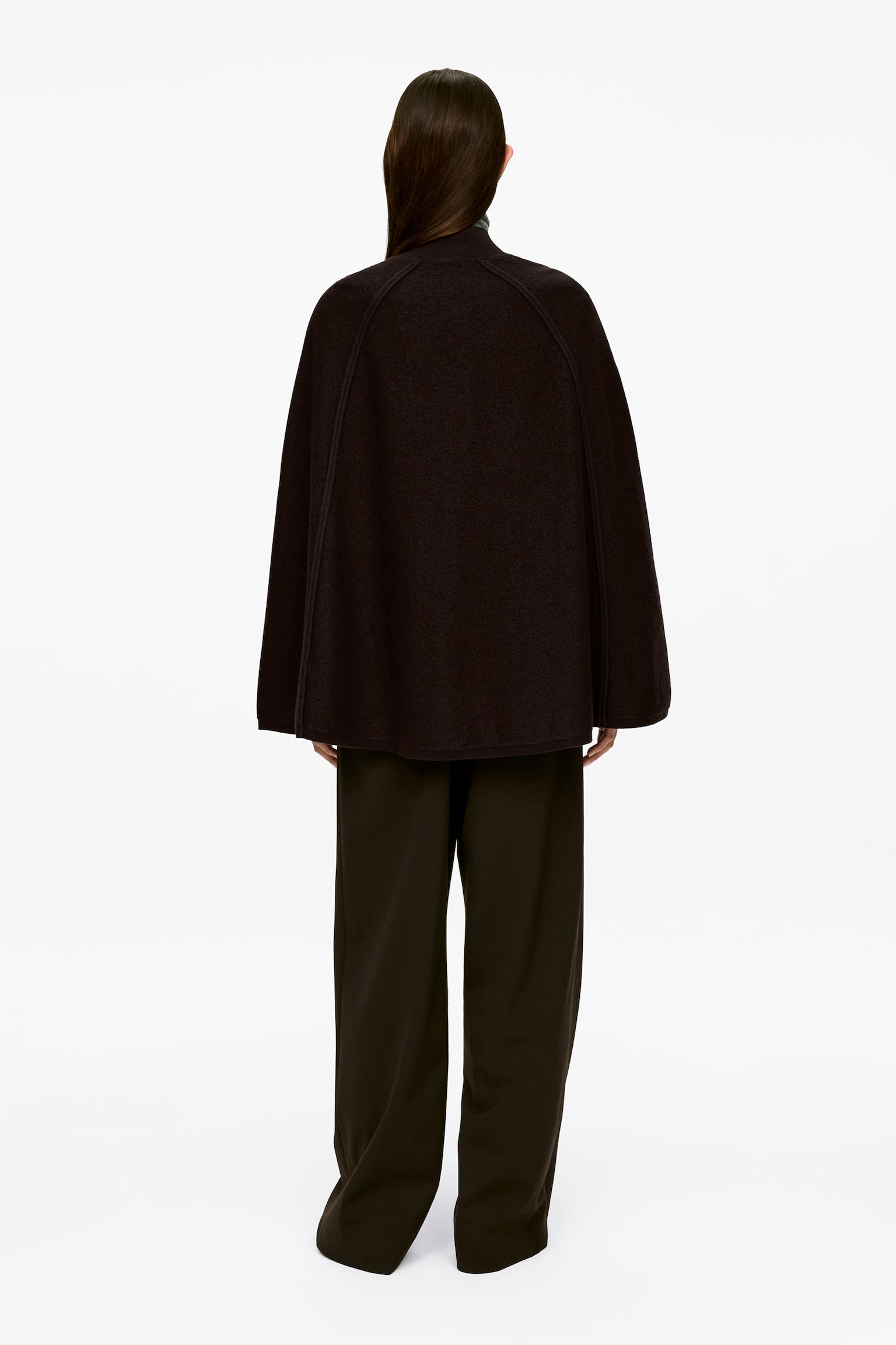 Főzött gyapjú köpeny - Dark Brown - 3