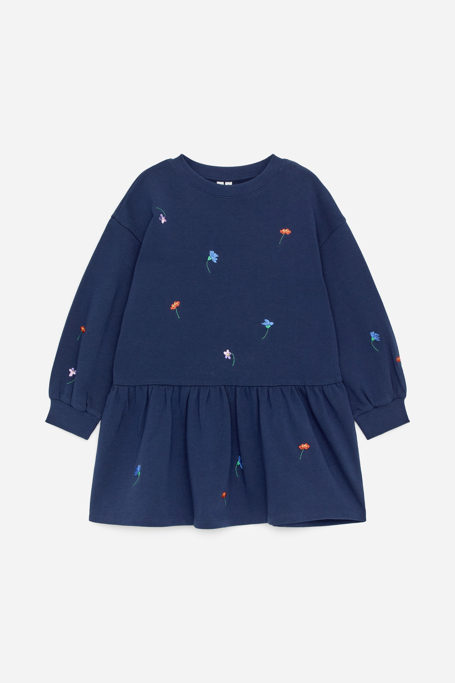 Oversized mikinové šaty - Tmavě modrá/květiny/Modrá - 1