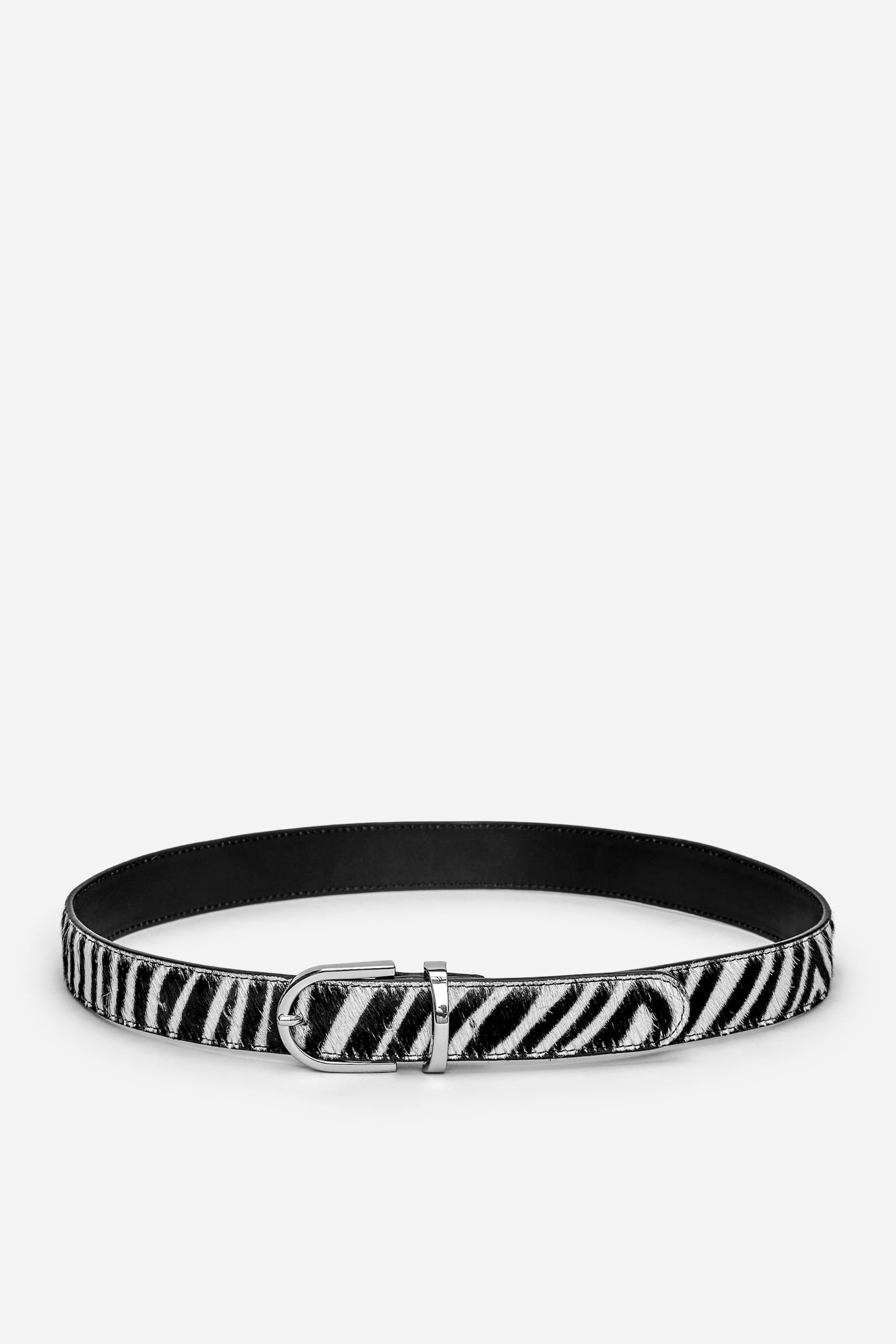 Leren riem met zebramotief - Wit/zwart/imitatie zebra