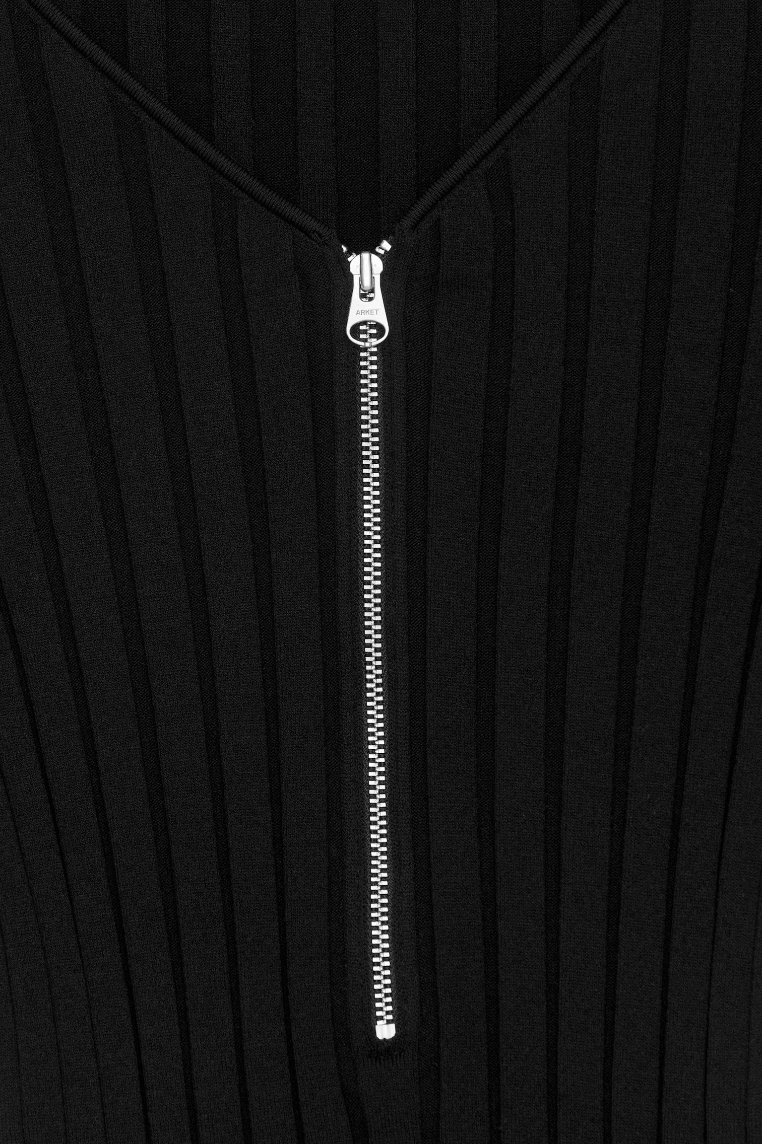 Geribbelde trui met halve rits - Zwart - 6