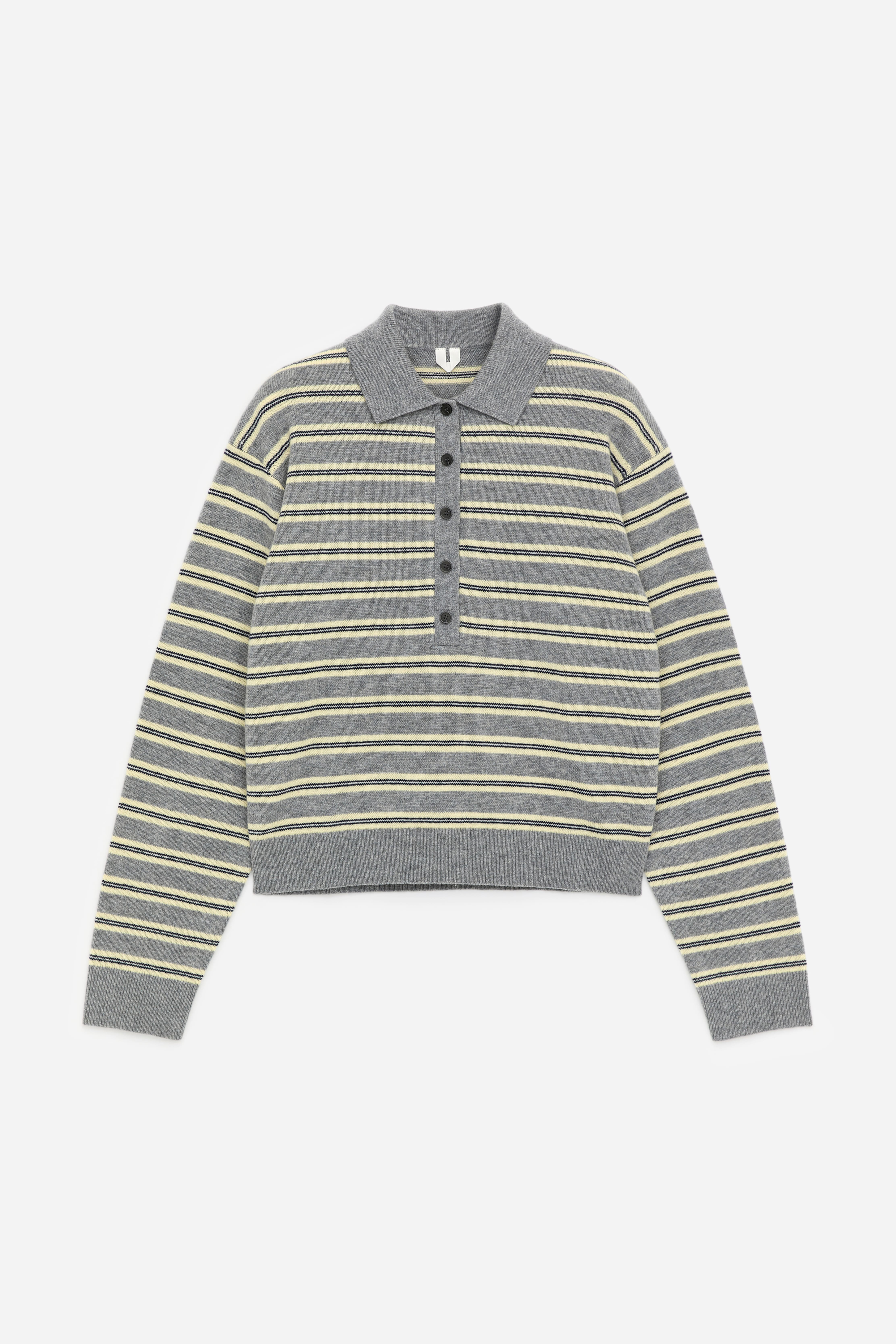 Maglione in stile polo in lana - Grigio/Giallo/Nero/Marrone/Grigio/Rosa